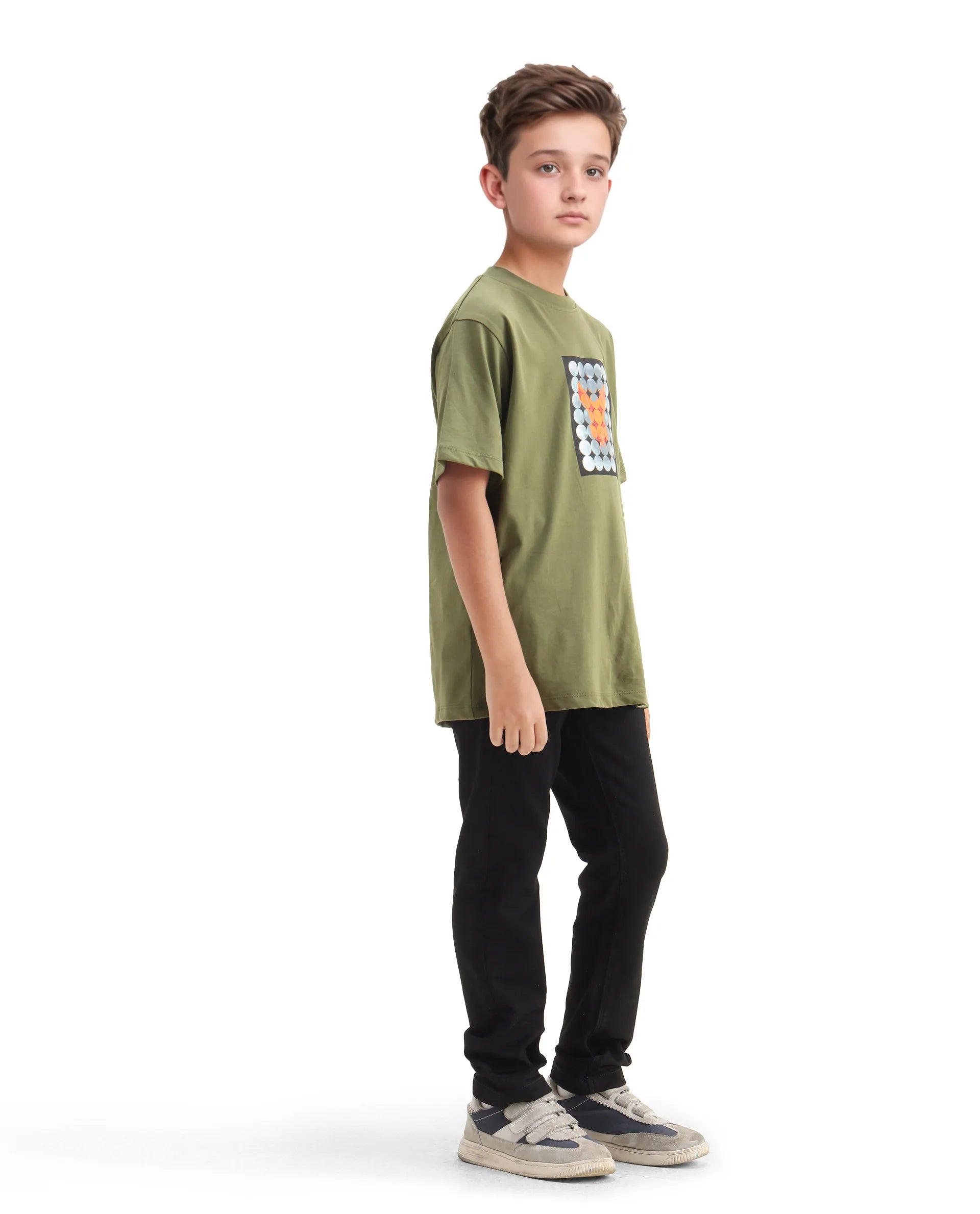 Rare Ones Kids Kino Black Cotton Poly Solid Slim Fit Denim Pant