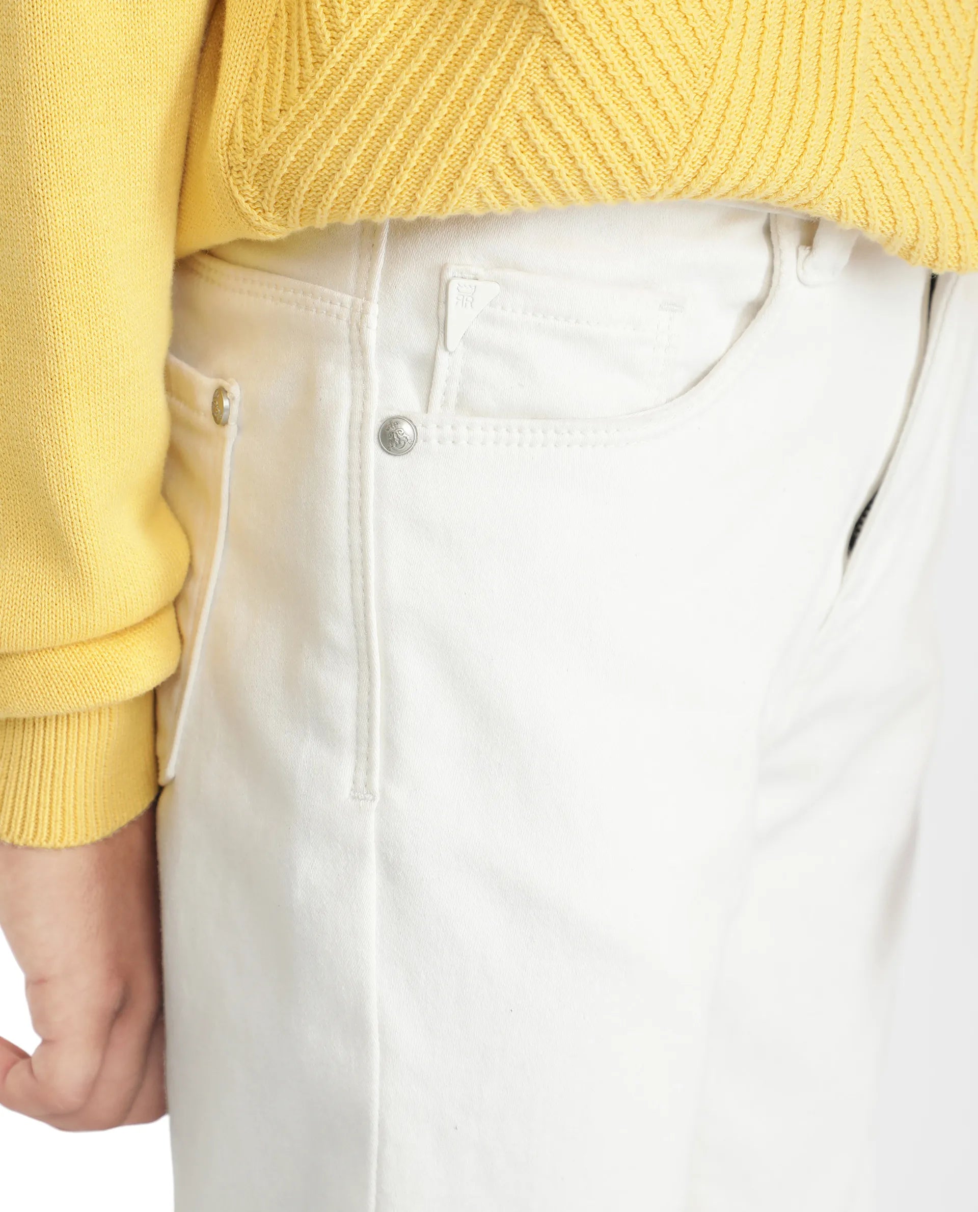 Rare Ones Kids Kino White Cotton Poly Solid Denim Pant