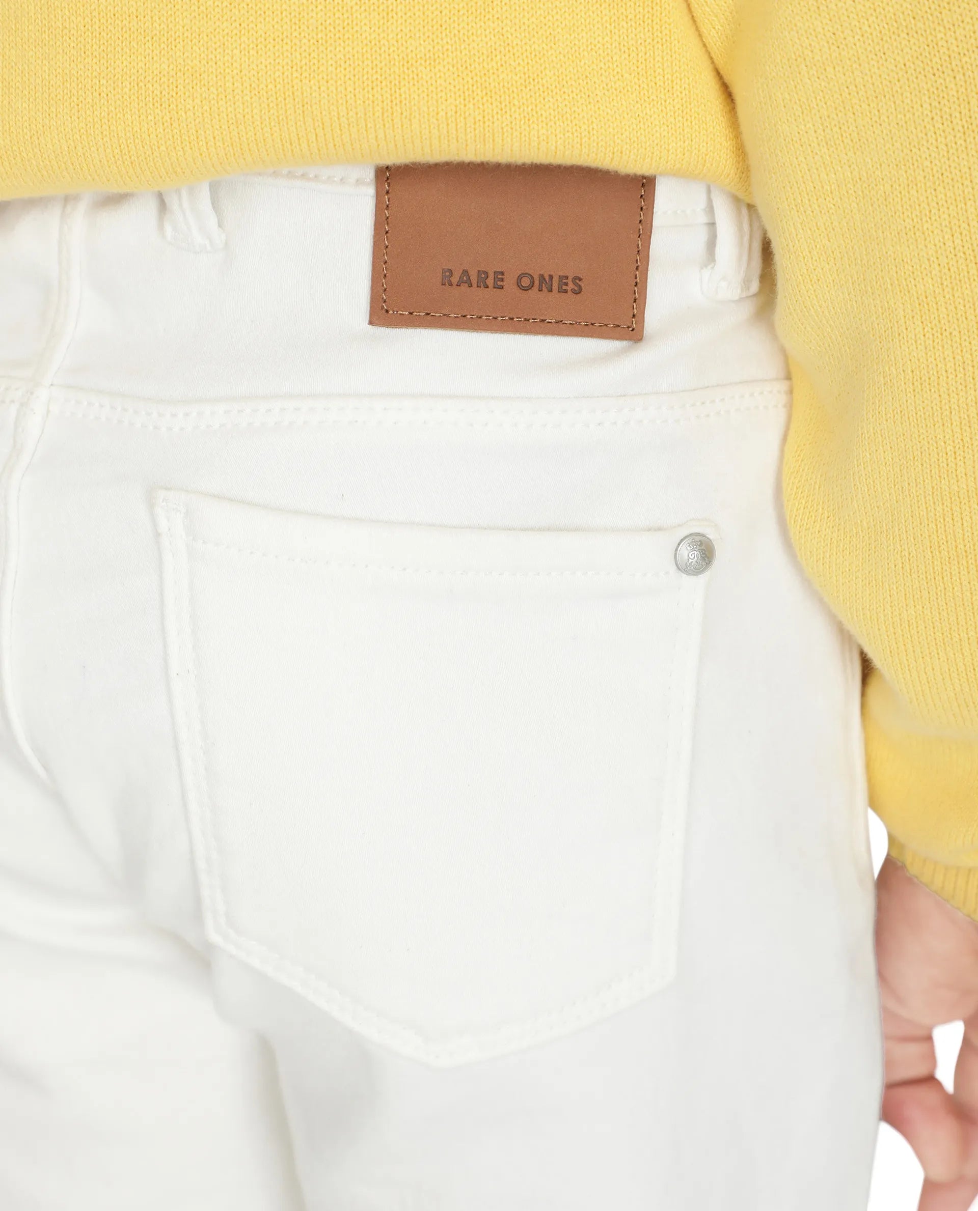 Rare Ones Kids Kino White Cotton Poly Solid Denim Pant