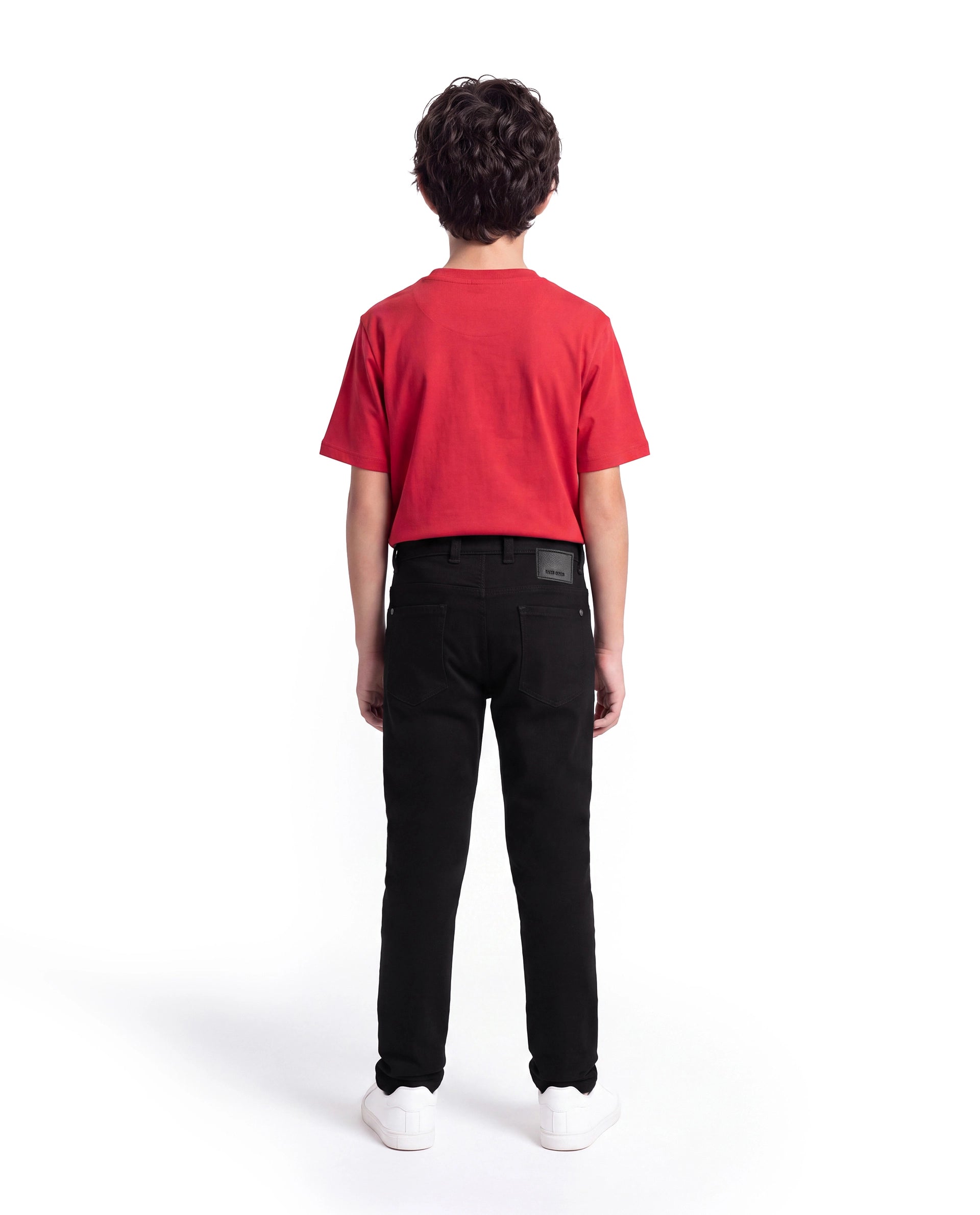 Rare Ones Kids Kino-K-26 Black Cotton Blend Fabric Button And Zip Closure Slim Fit Plain Jeans