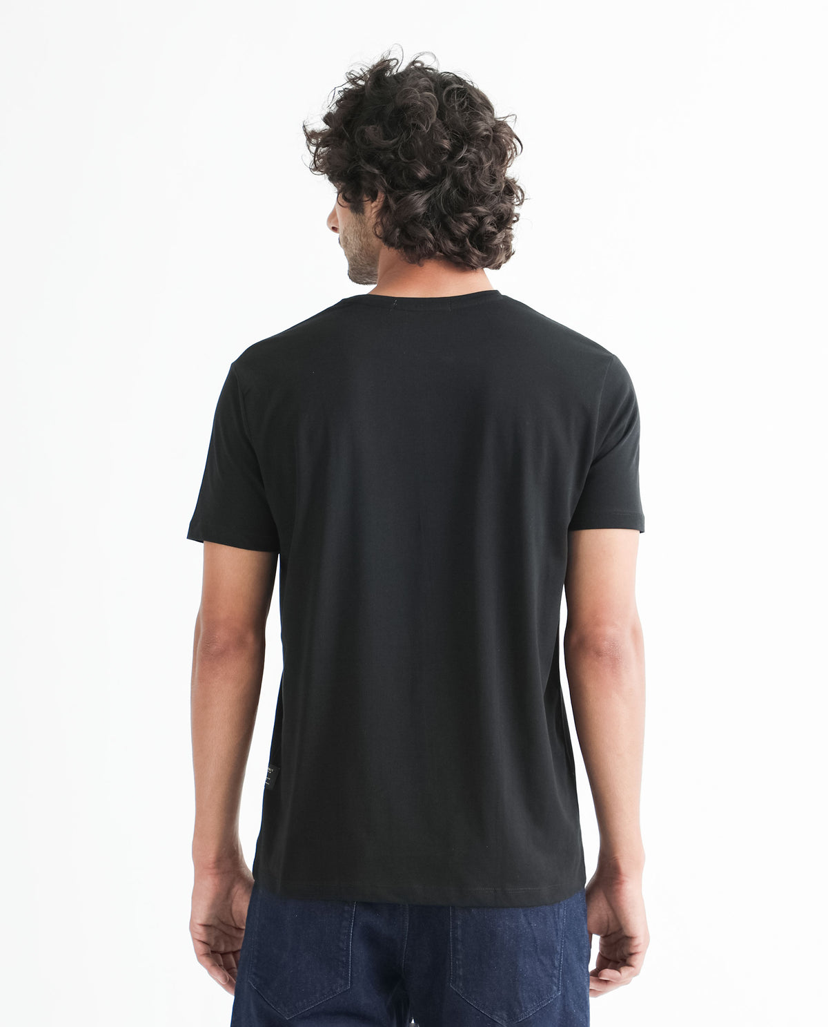 Rare Rabbit Men's Kitons Black Crew Neck Floral Discharge Print Slim Fit T-Shirt