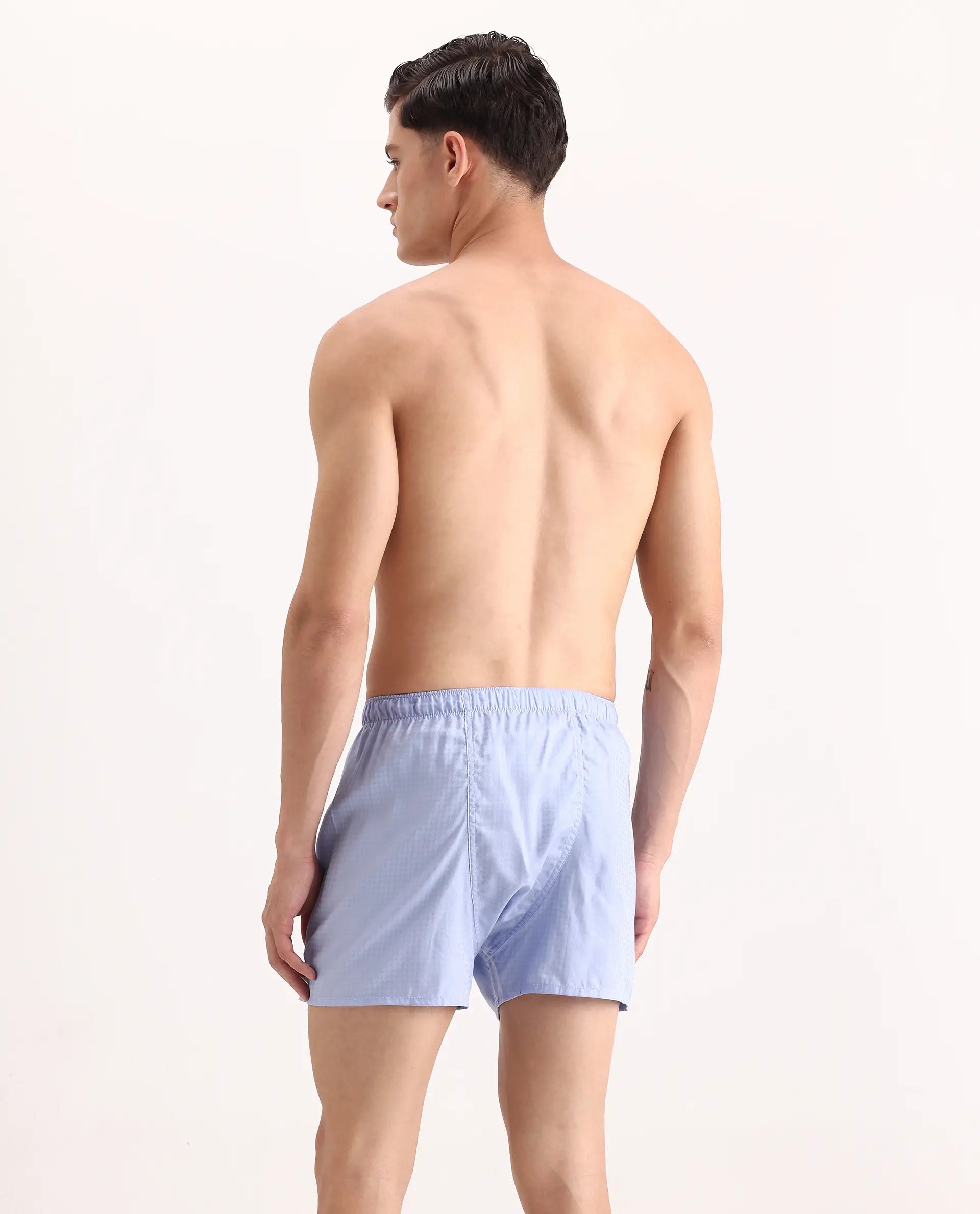 Rare Rabbit Men's Kiva Light Blue Lyocell Regular Fit Checks Boxer