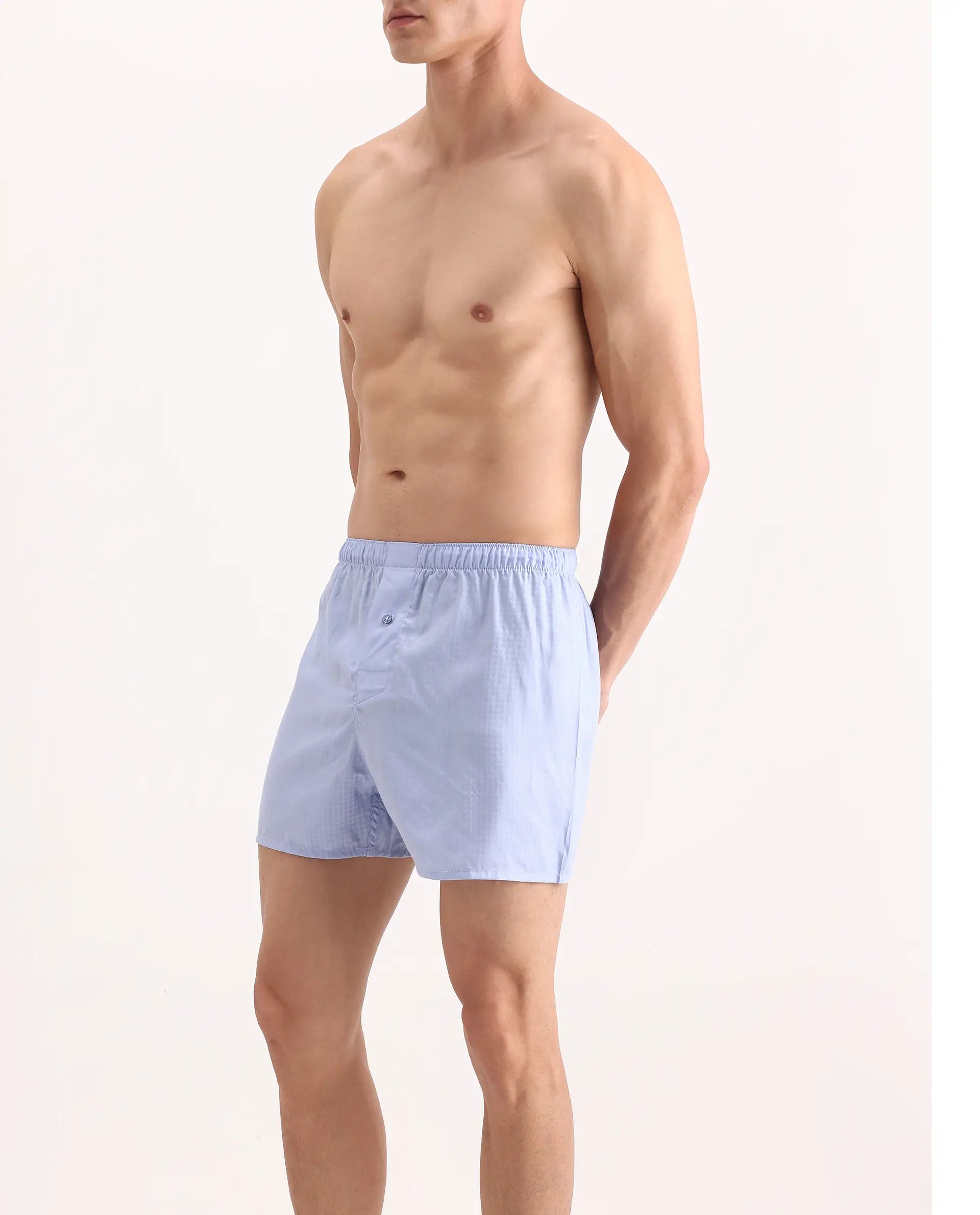 Rare Rabbit Men's Kiva Light Blue Lyocell Regular Fit Checks Boxer