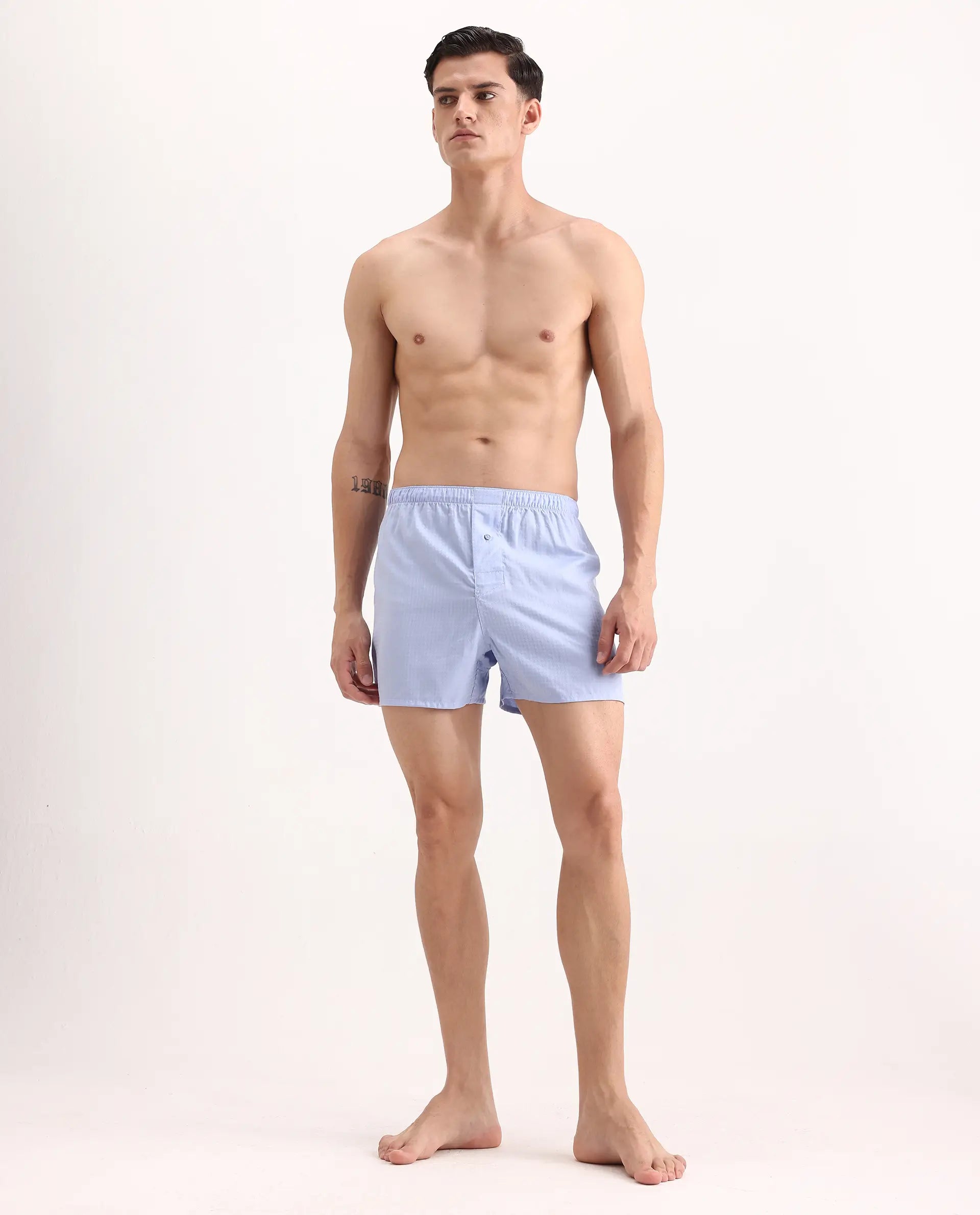 Rare Rabbit Men's Kiva Light Blue Lyocell Regular Fit Checks Boxer