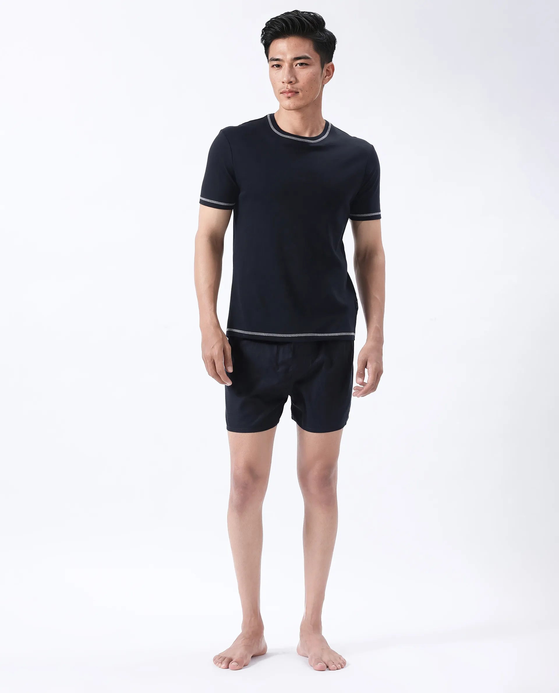 Rare Rabbit Men's Kiva Dark Navy Lyocell Regular Fit Checks Boxer