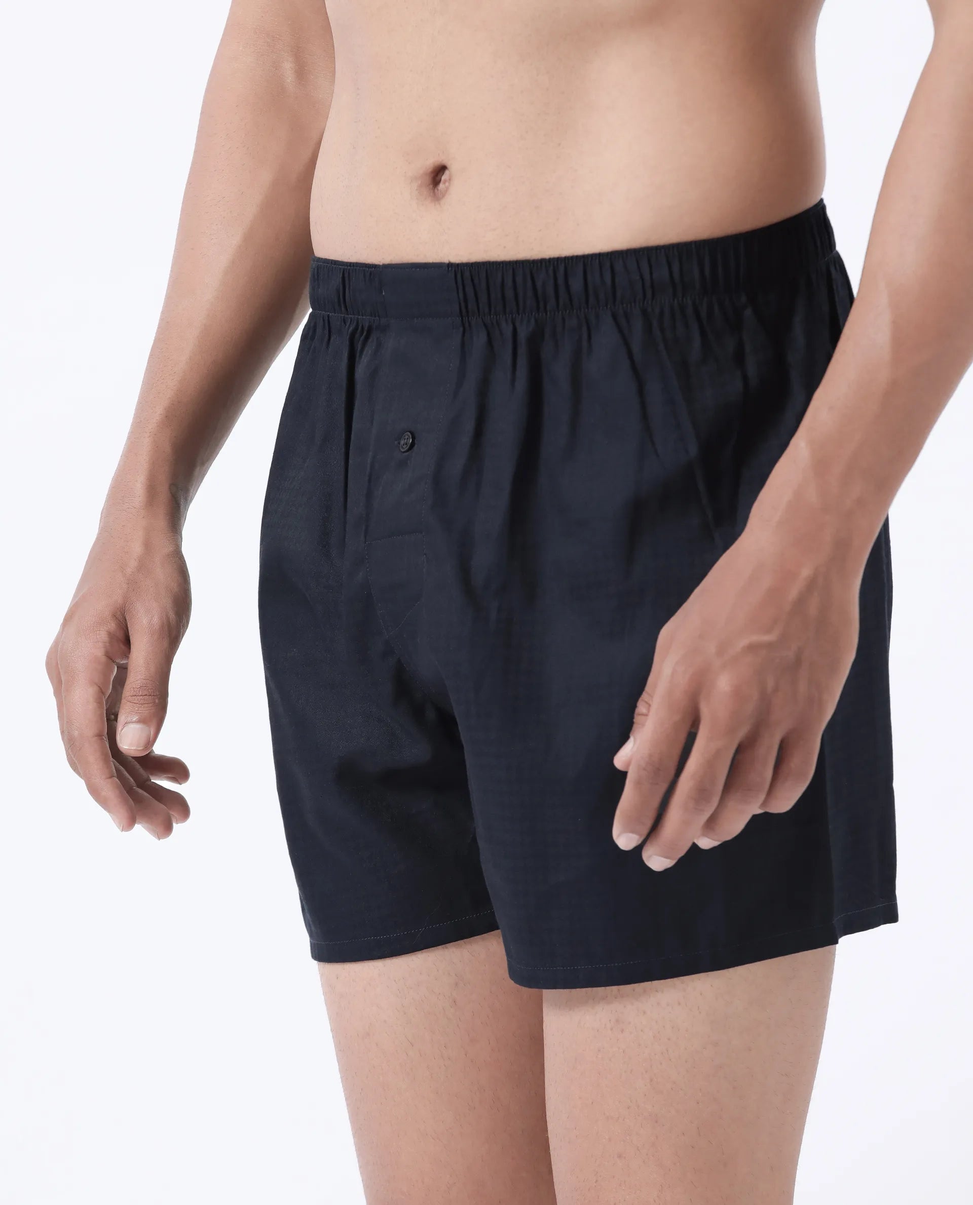 Rare Rabbit Men's Kiva Dark Navy Lyocell Regular Fit Checks Boxer
