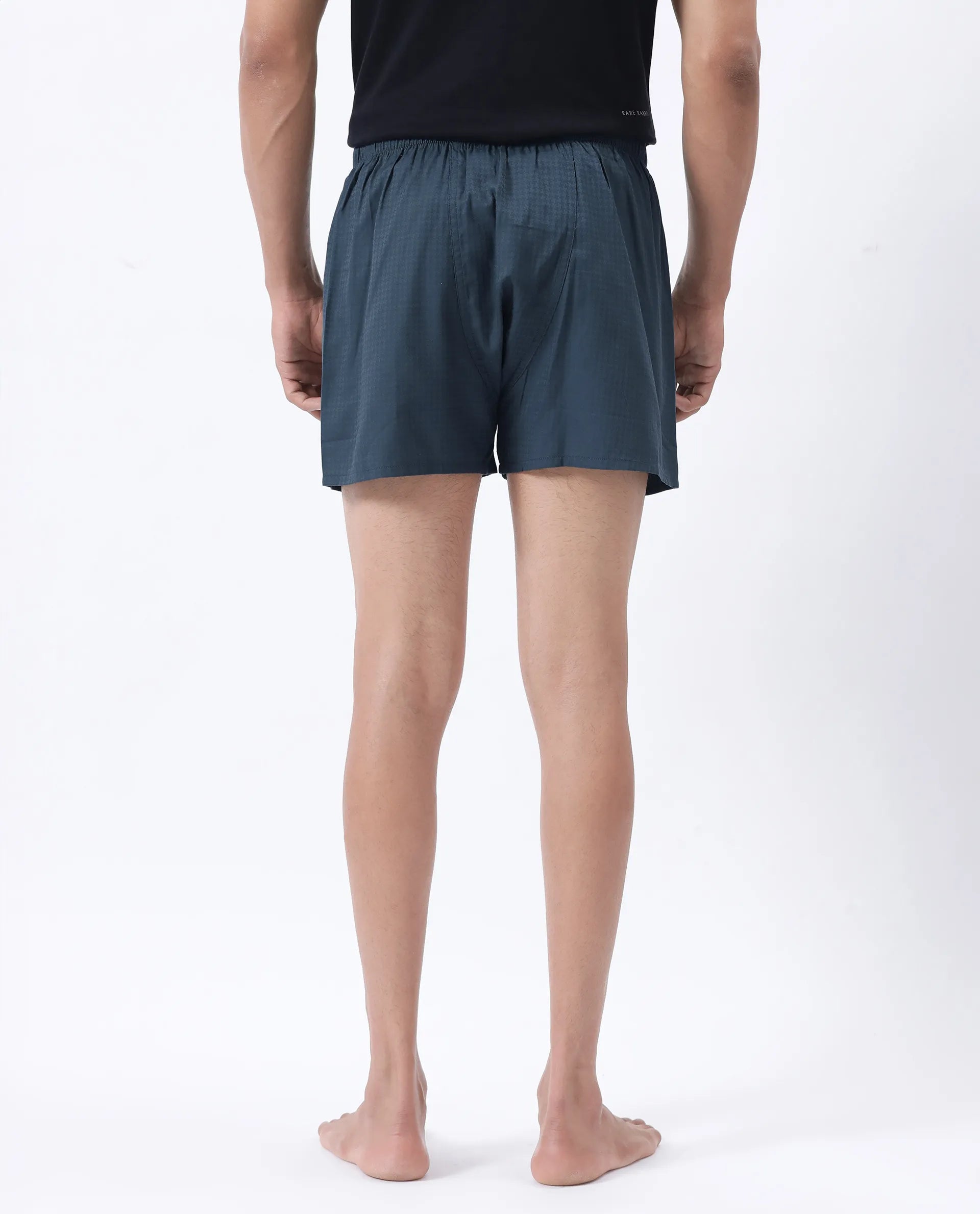 Rare Rabbit Men's Kiva Dark Teal Lyocell Regular Fit Checks Boxer
