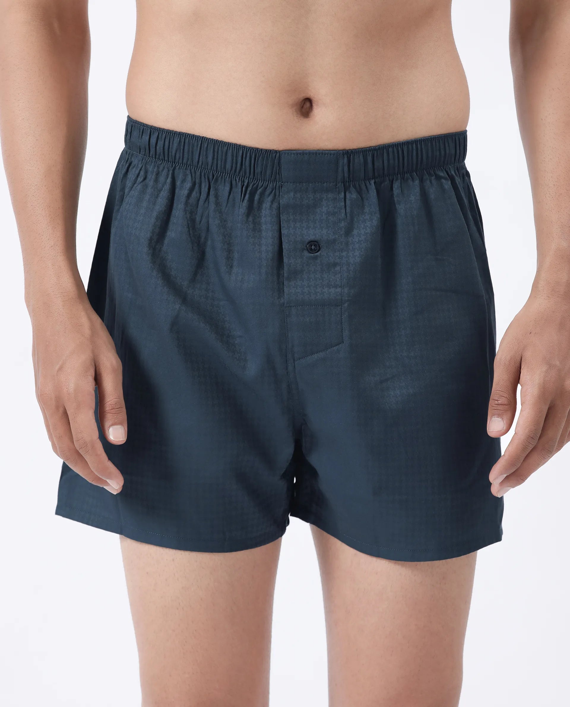 Rare Rabbit Men's Kiva Dark Teal Lyocell Regular Fit Checks Boxer