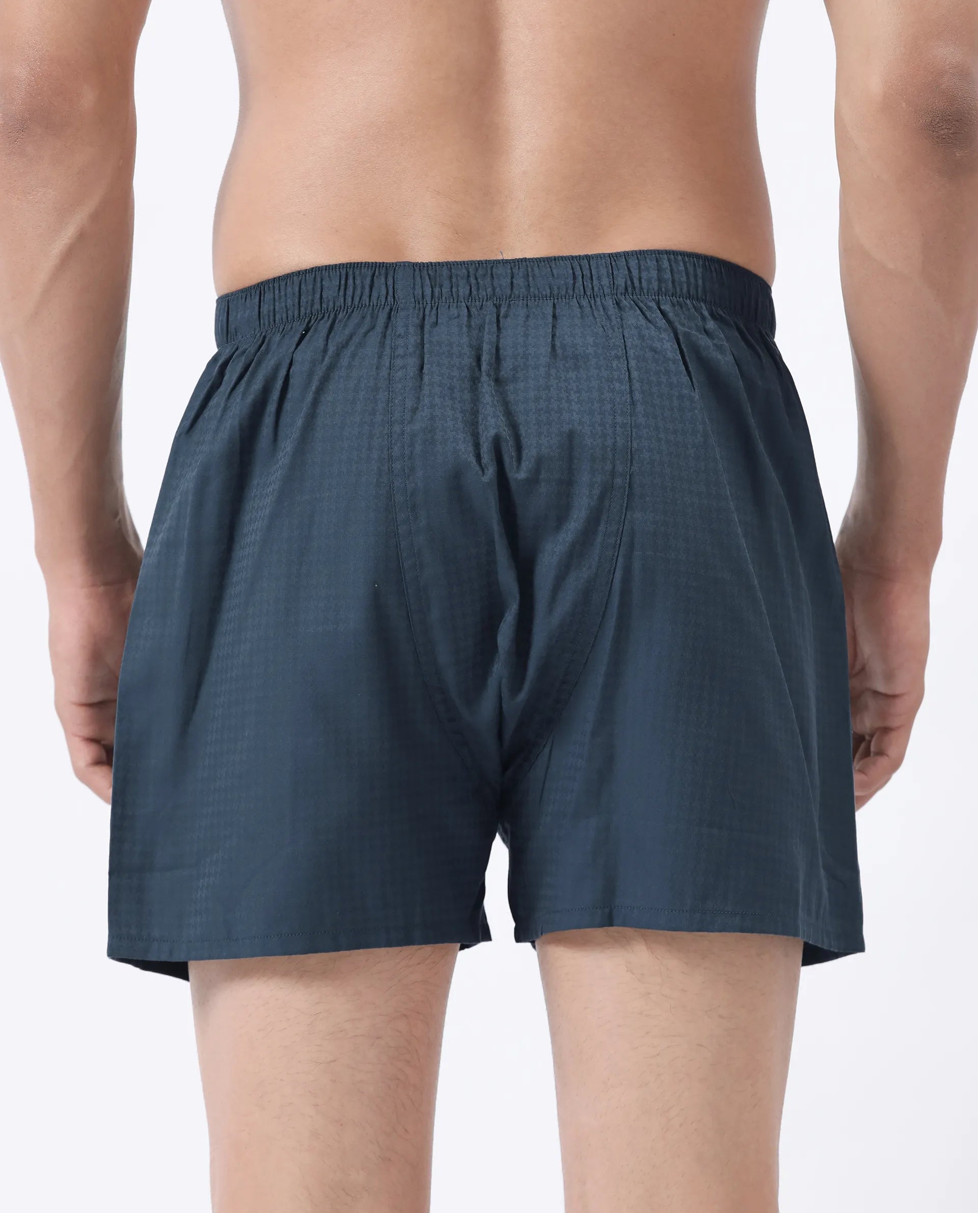 Rare Rabbit Men's Kiva Dark Teal Lyocell Regular Fit Checks Boxer