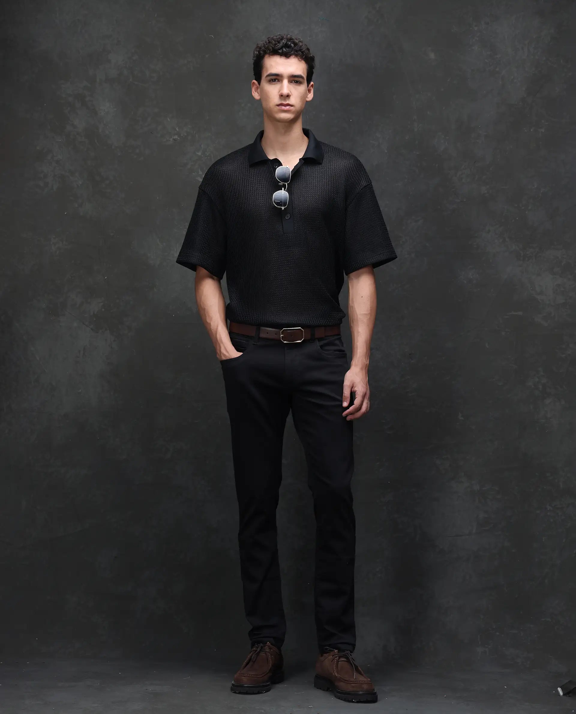 Rare Rabbit Men's Guild Casual Kleber Black Cotton Blend Plain Hawk Slim Fit Jeans