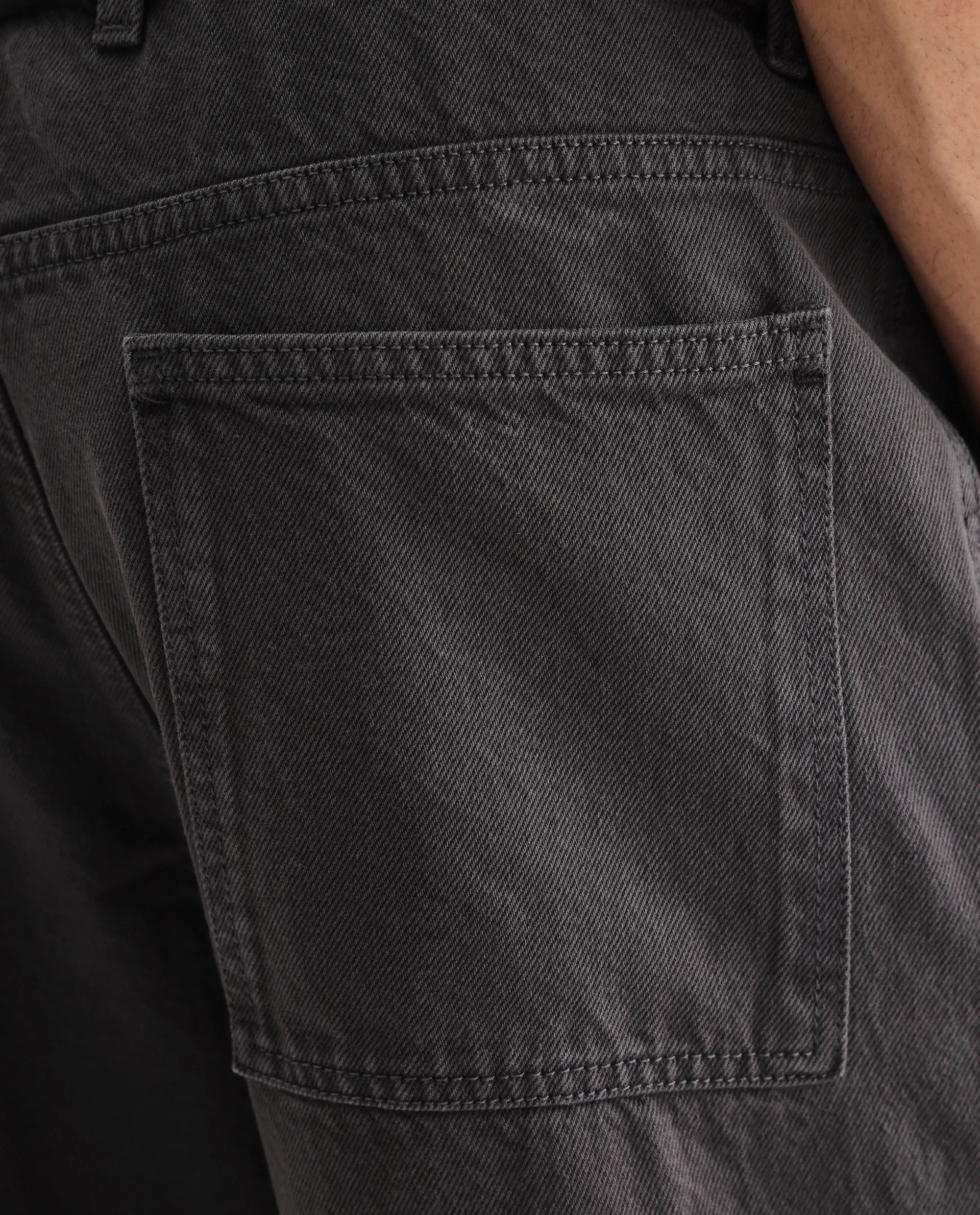 Rare Rabbit Men's Klop Dark Grey Cotton Plain Carpenter Fit Jeans