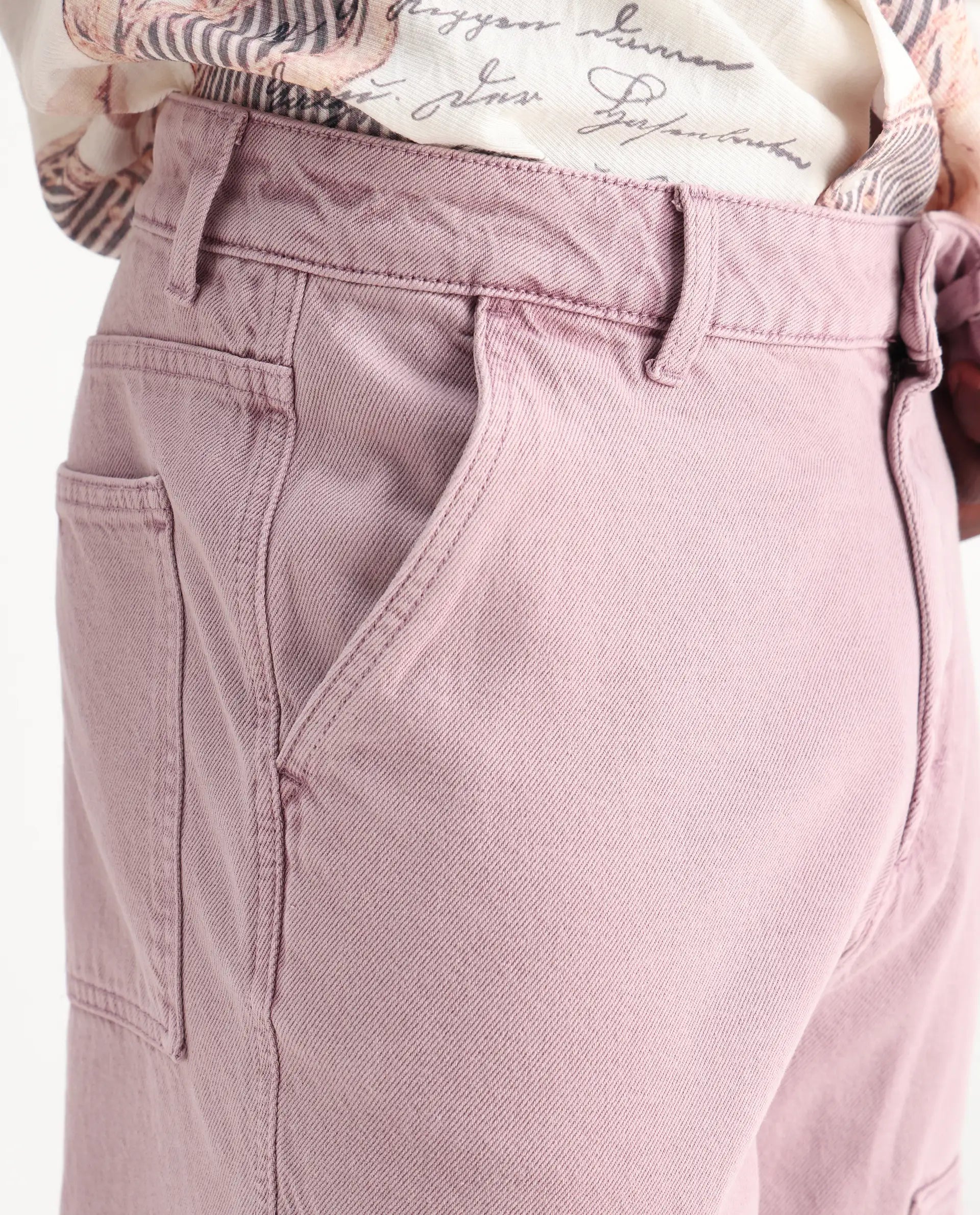 Rare Rabbit Men's Klop Dusky Purple Cotton Plain Carpenter Fit Jeans