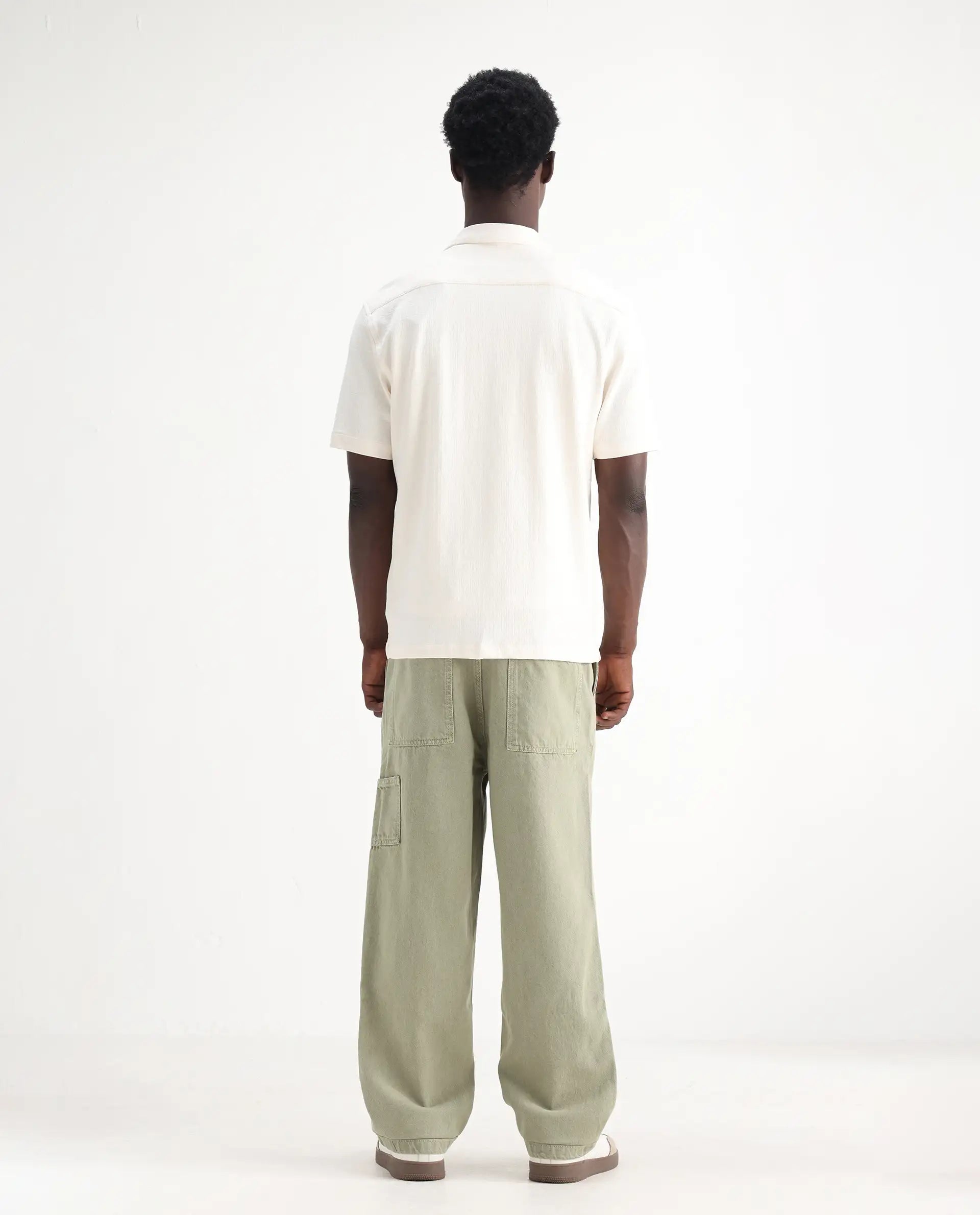 Rare Rabbit Men's Klop Pastel Green Cotton Plain Carpenter Fit Jeans