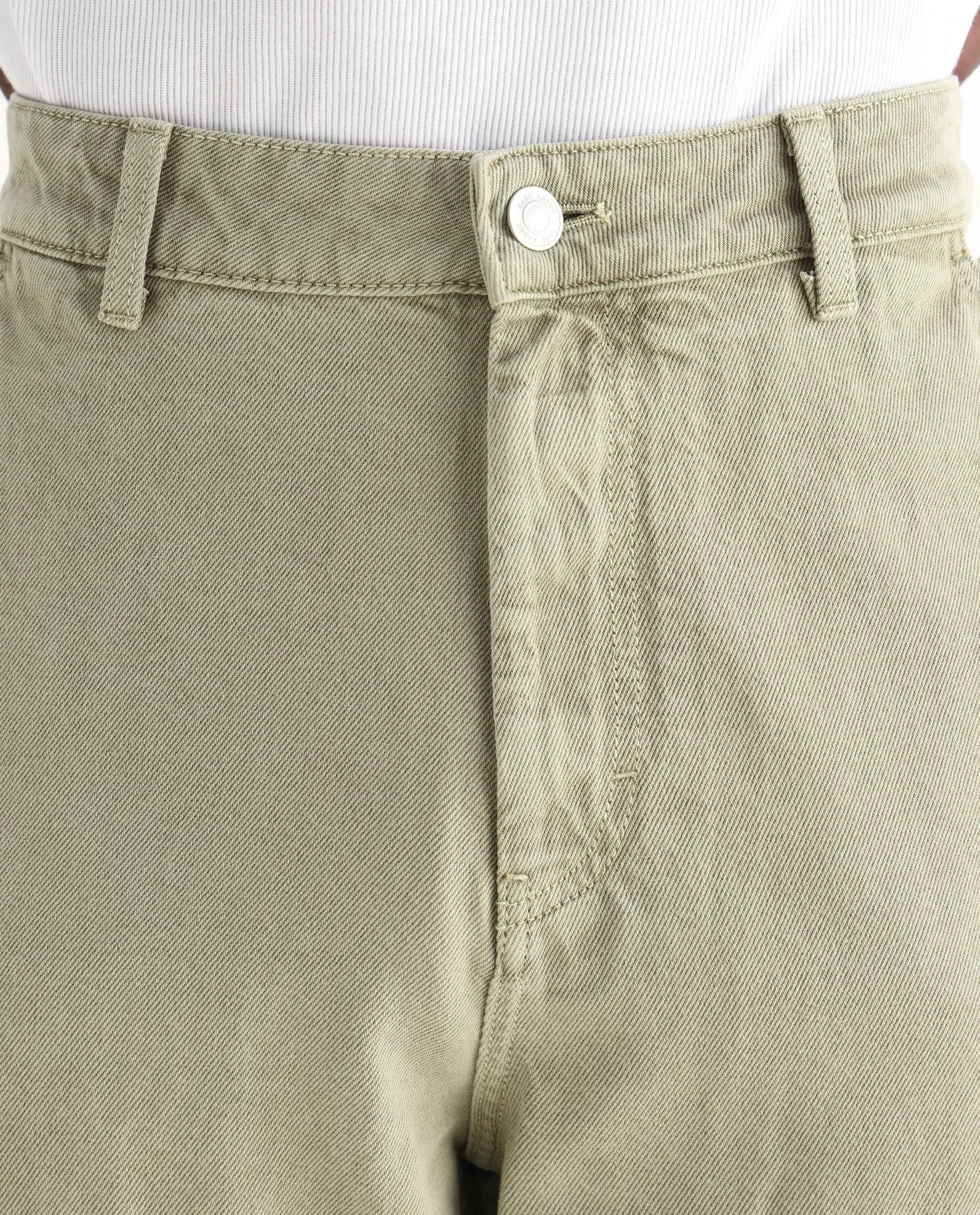 Rare Rabbit Men's Klop Pastel Green Cotton Plain Carpenter Fit Jeans