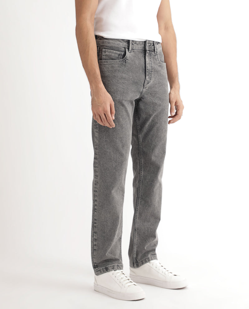 Rare Rabbit Men's Klune Light Grey Mid Wash Mid-Rise Regular Fit Jeans