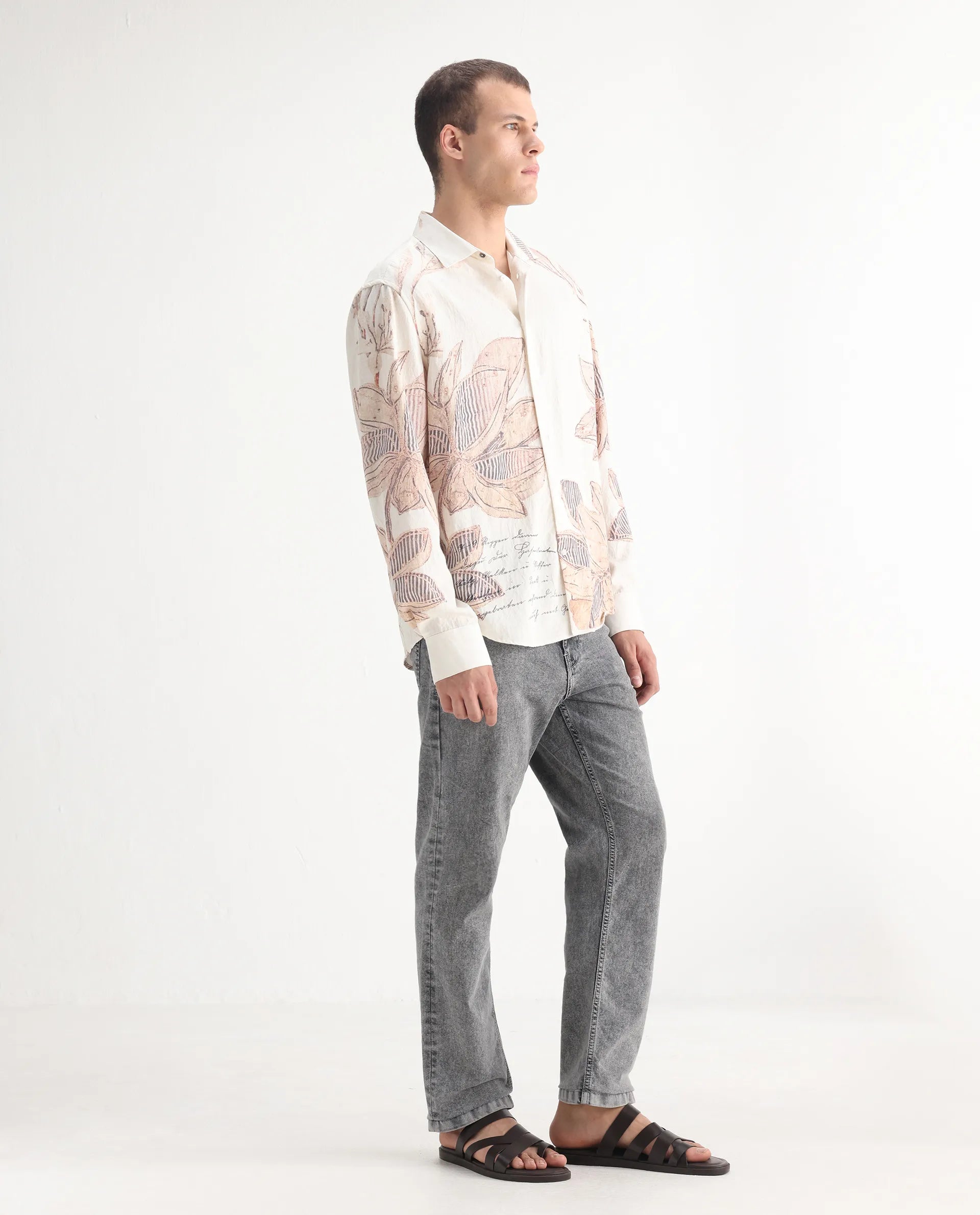 Rare Rabbit Men's Klune Light Grey Cotton Plain Hawk Slim Fit Jeans