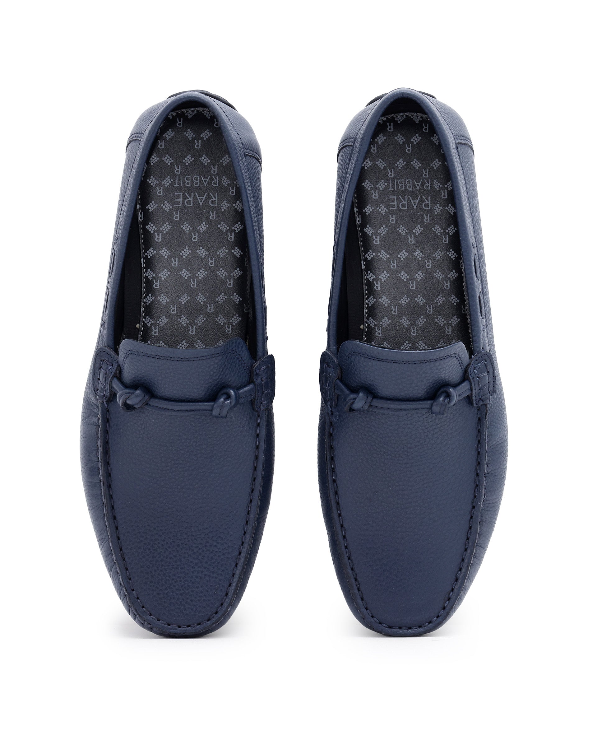 Rare Rabbit Men's Knott Navy Slip-On Genuine Milled Leather Driving Mocassin