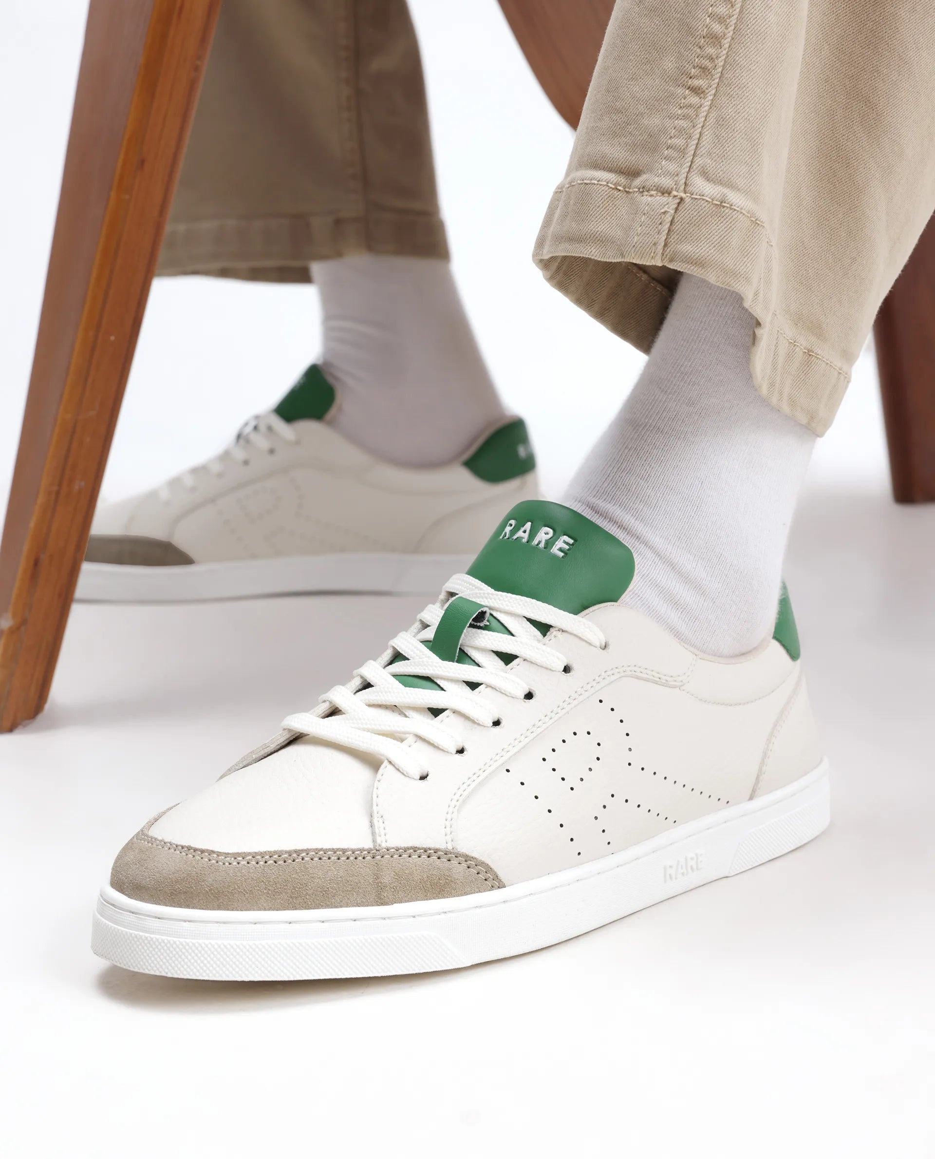 Rare Rabbit Men's Knox Beige Micro Fiber Causal Sneaker