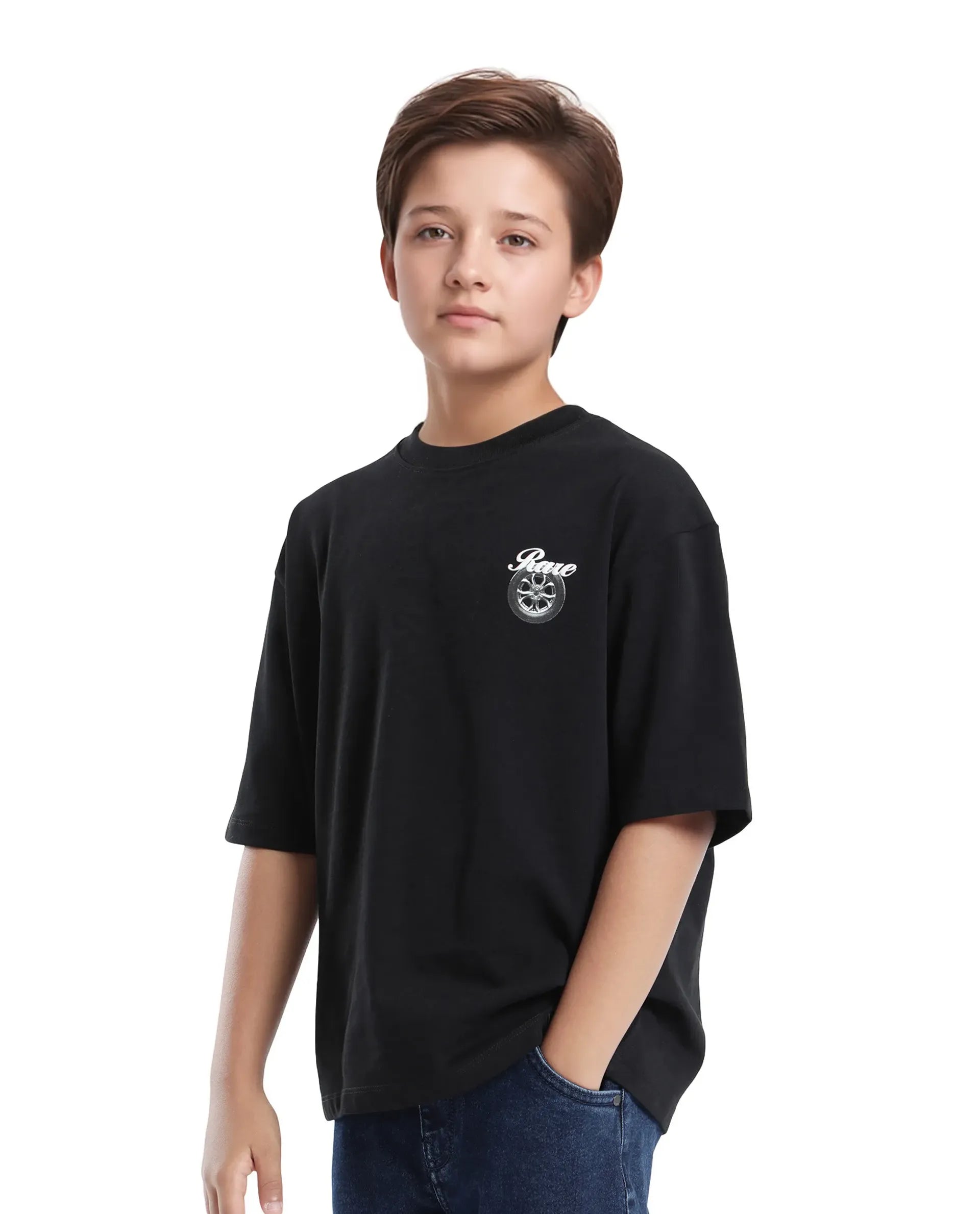 Rare Ones Kids Knox Black Cotton Short Sleeve Crew Neck Graphic Printed T-Shirt