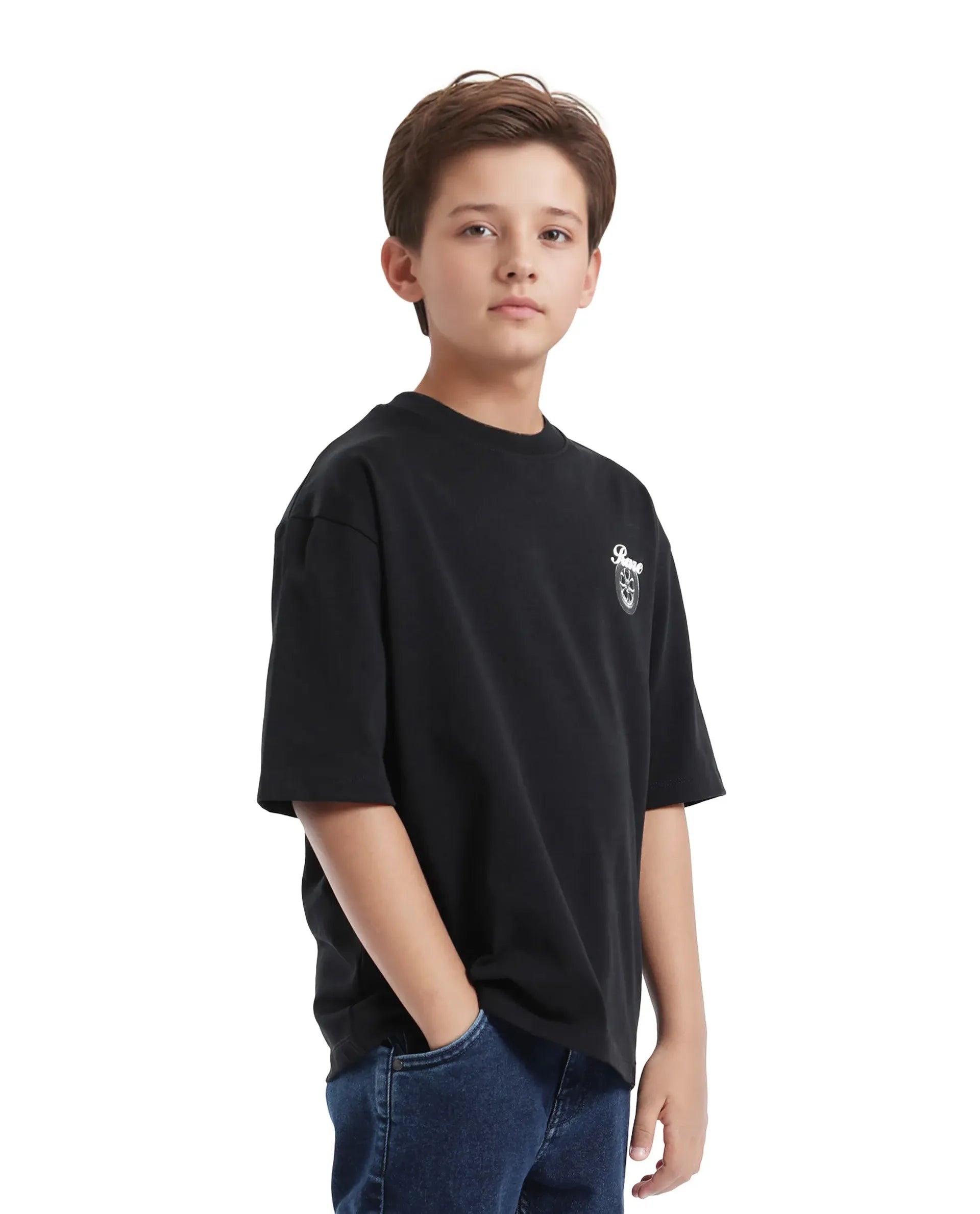 Rare Ones Kids Knox Black Cotton Short Sleeve Crew Neck Graphic Printed T-Shirt