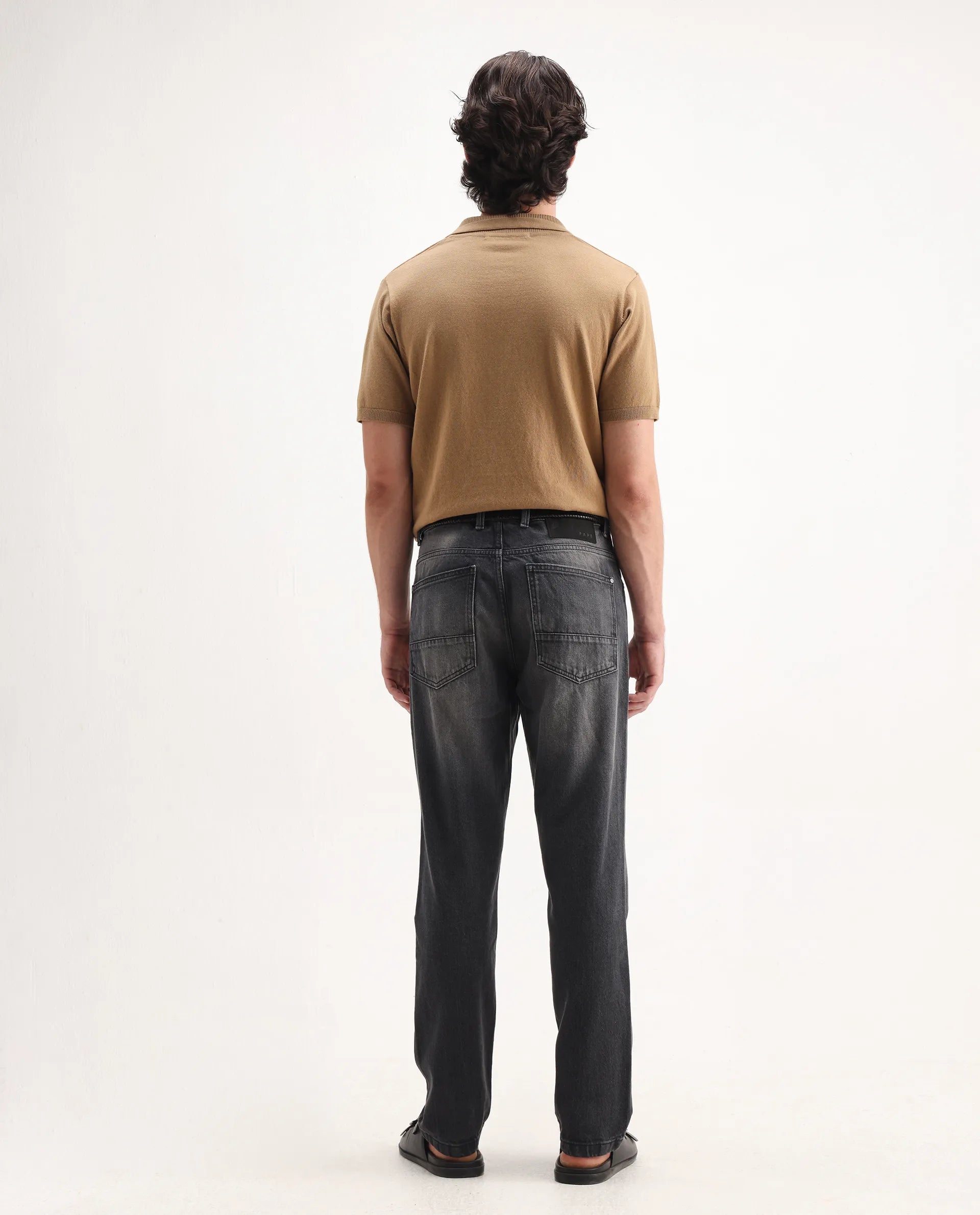 Rare Rabbit Men's Kobet Grey Cotton Plain Morris Regular Fit Jeans