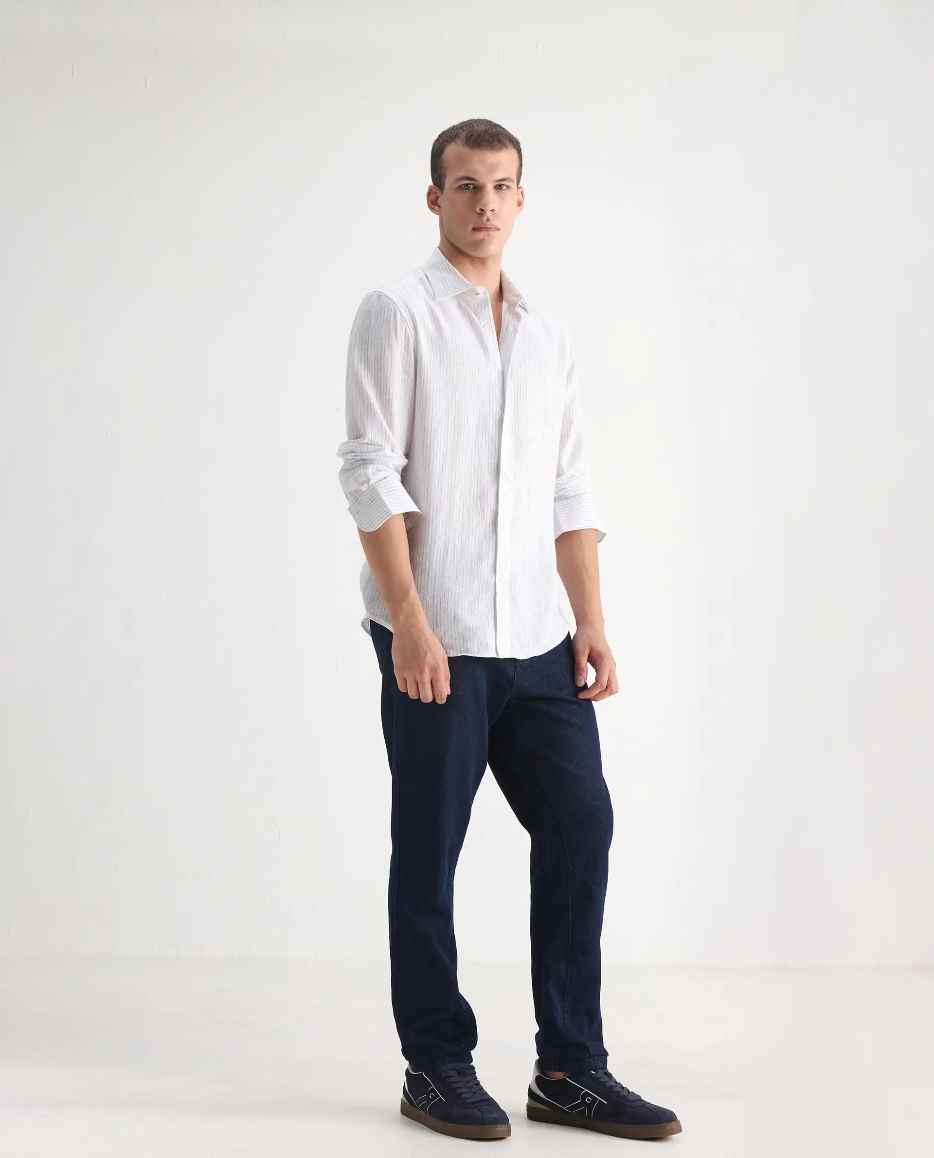 Rare Rabbit Men's Kobetor Dark Blue Cotton Plain Morris Regular Fit Jeans