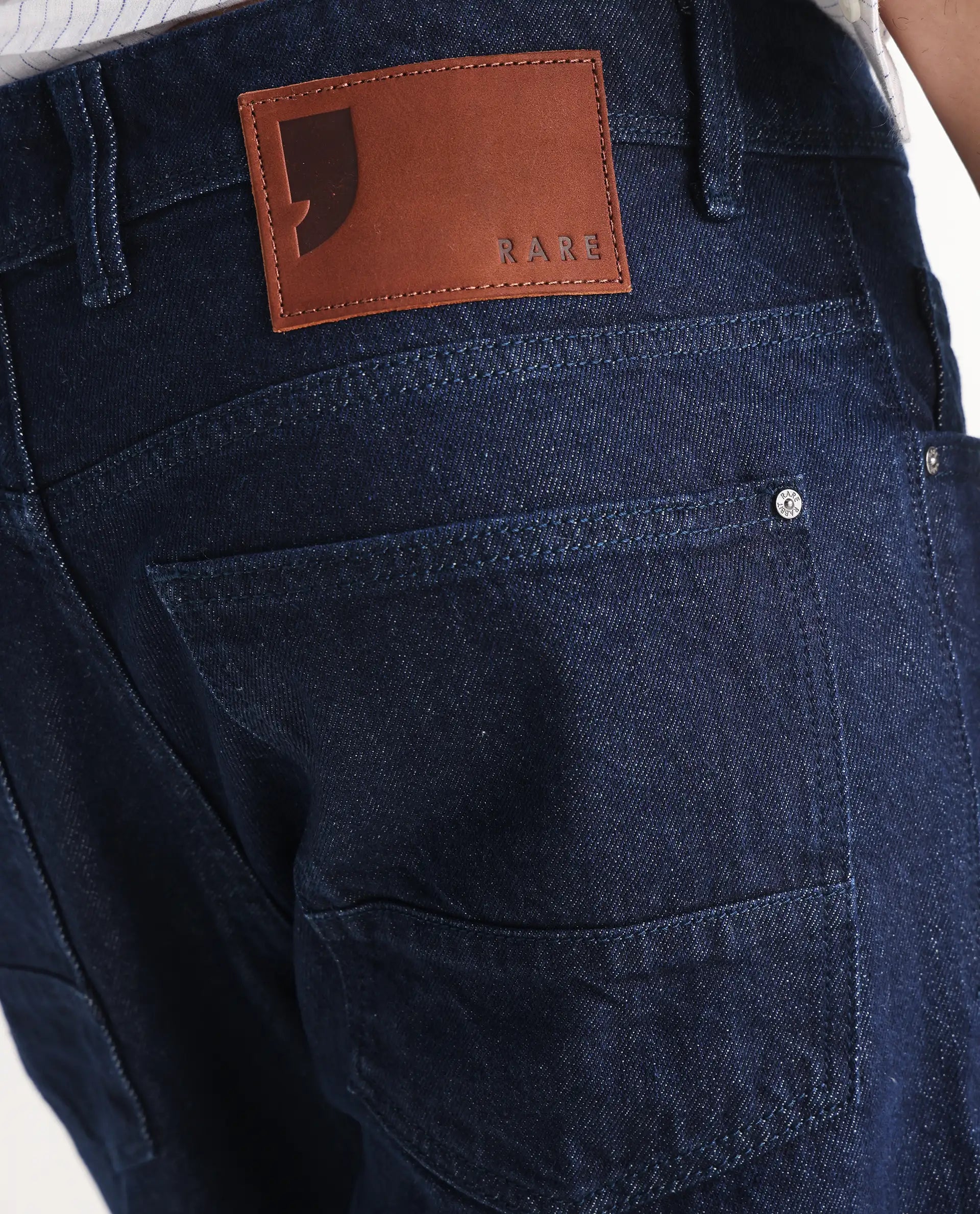 Rare Rabbit Men's Kobetor Dark Blue Cotton Plain Morris Regular Fit Jeans