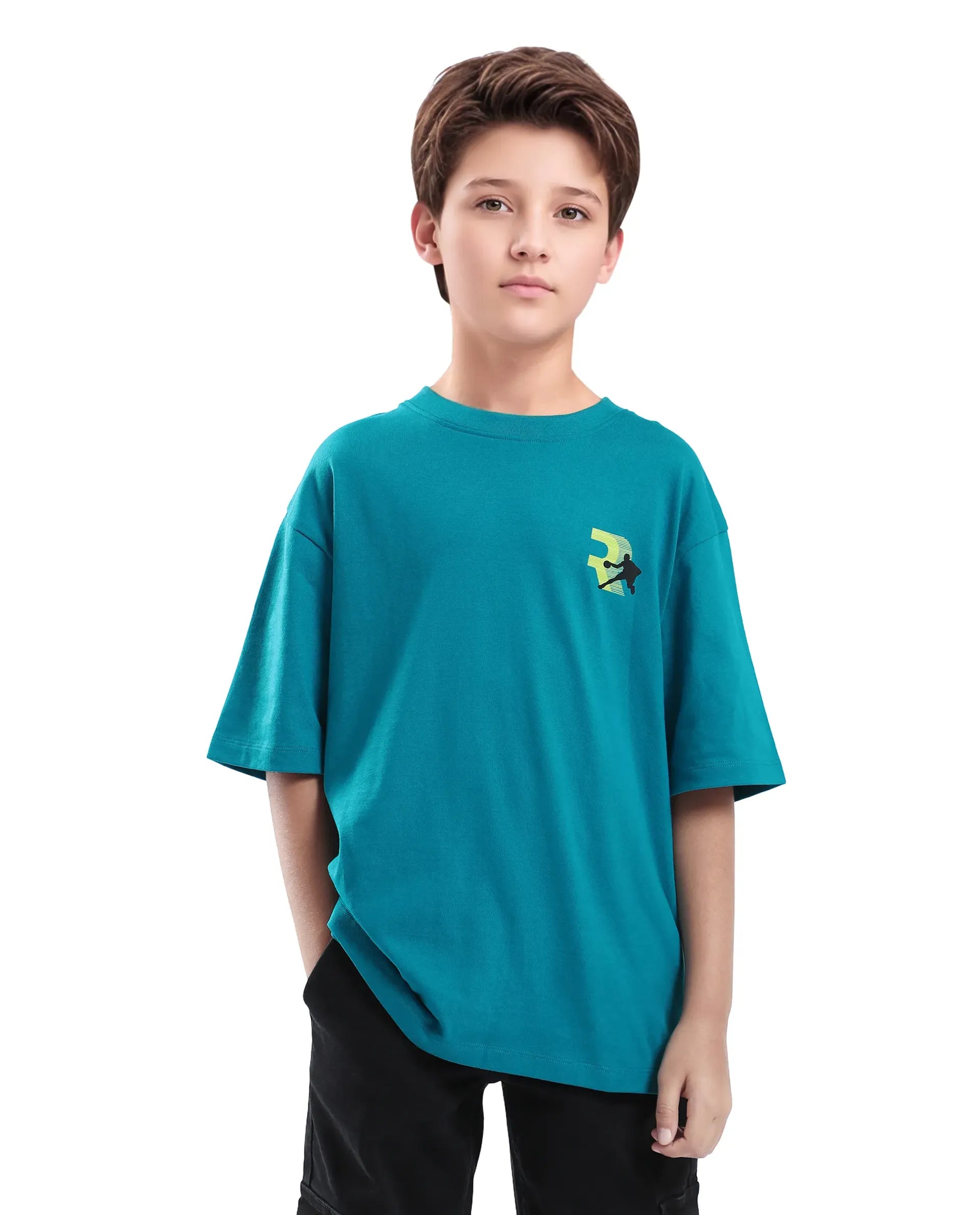 Rare Ones Kids Kobe Turq Cotton Graphic Print Slip-On Oversized Fit T-Shirt