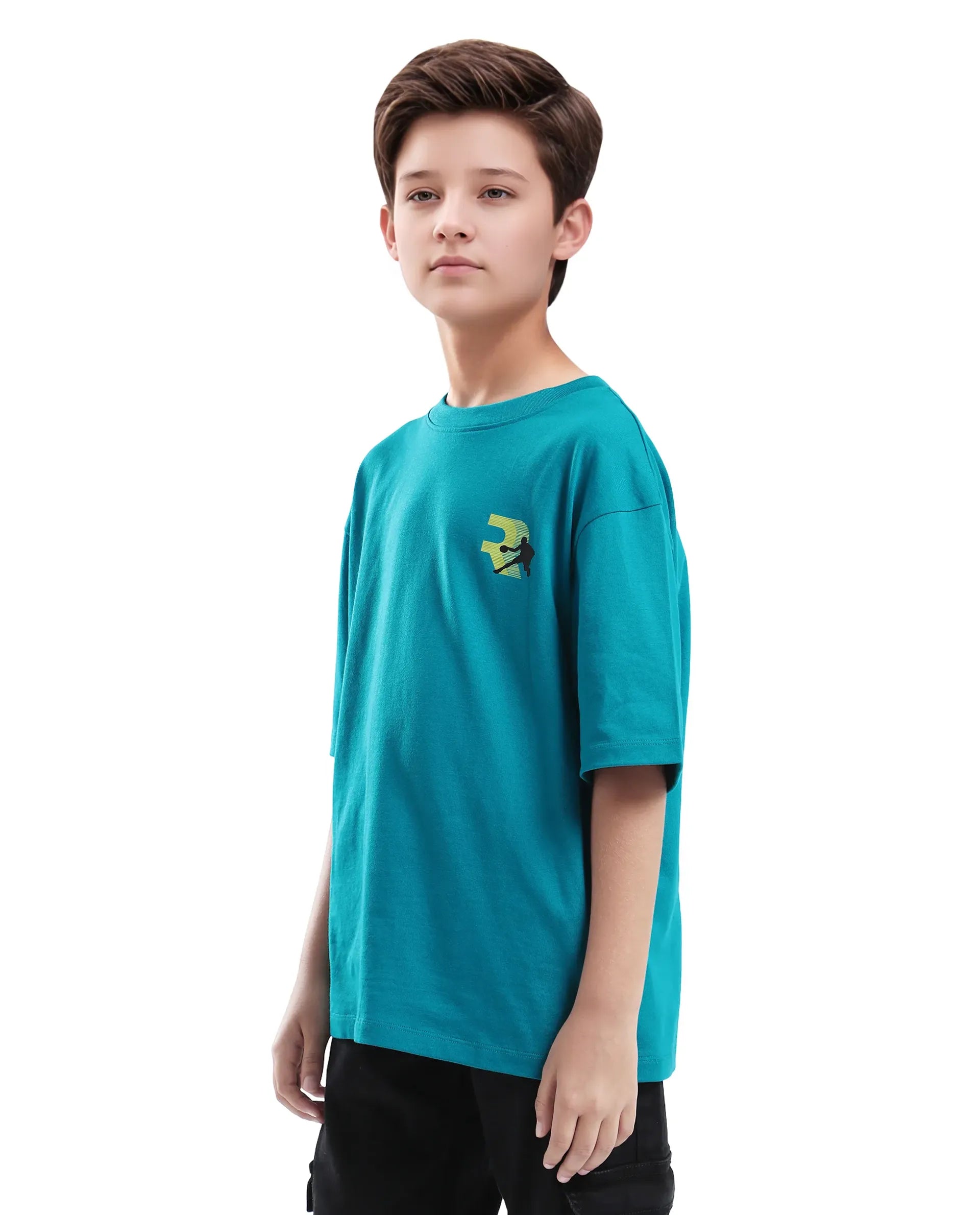Rare Ones Kids Kobe Turq Cotton Graphic Print Slip-On Oversized Fit T-Shirt