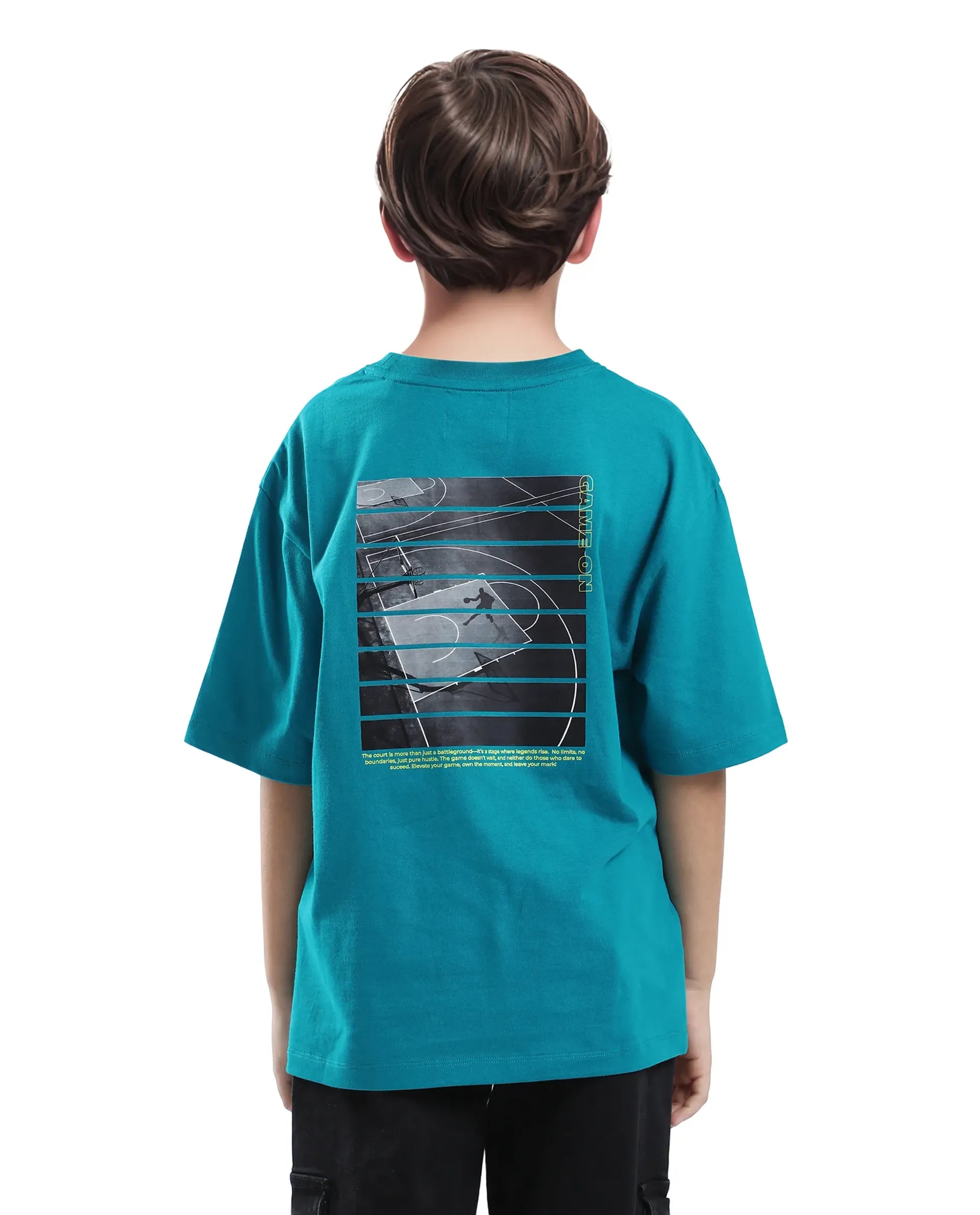 Rare Ones Kids Kobe Turq Cotton Graphic Print Slip-On Oversized Fit T-Shirt