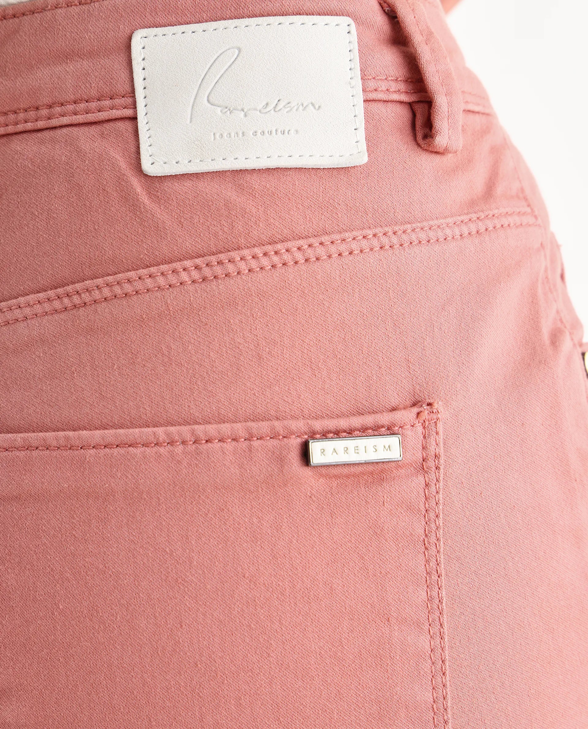 Rareism Women's Kocho Pink Cotton Blend Plain Ankle Length Slim Fit Jeans