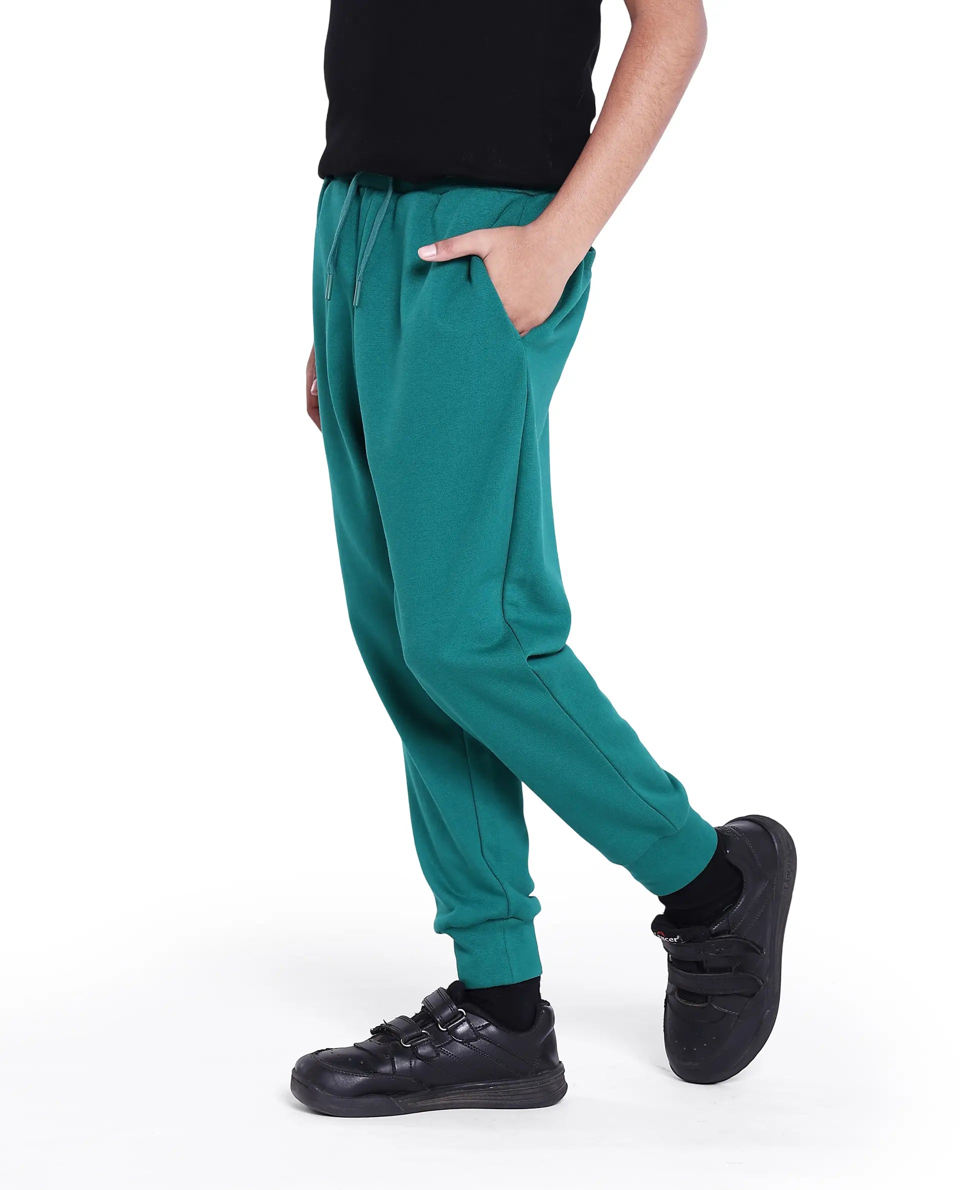 Rare Ones Kids Kolt Green Cotton Poly Solid Trackpant