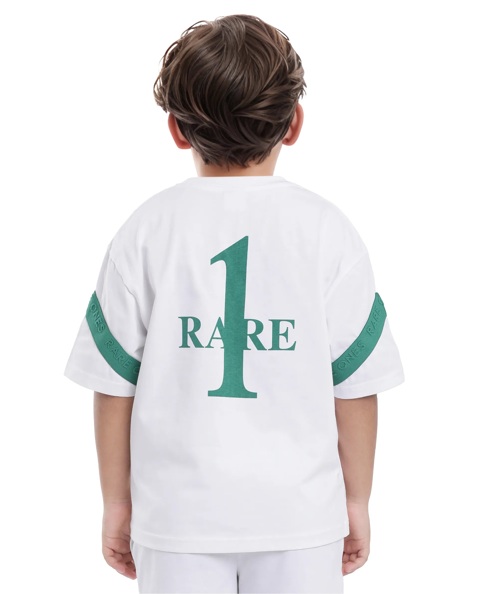 Rare Ones Kids Komp White Cotton Short Sleeve Crew Neck Pigment Print Boxy T-Shirt