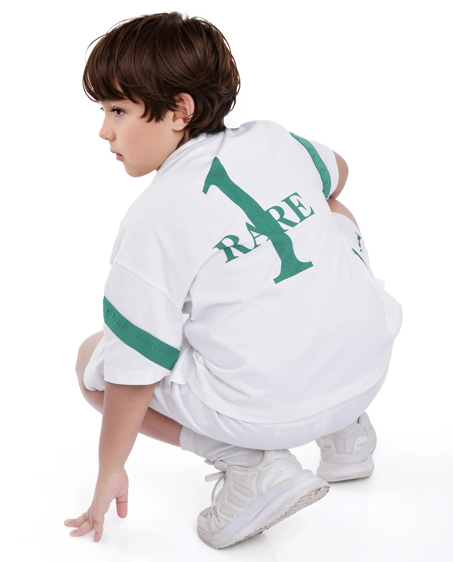 Rare Ones Kids Komp White Cotton Short Sleeve Crew Neck Pigment Print Boxy T-Shirt