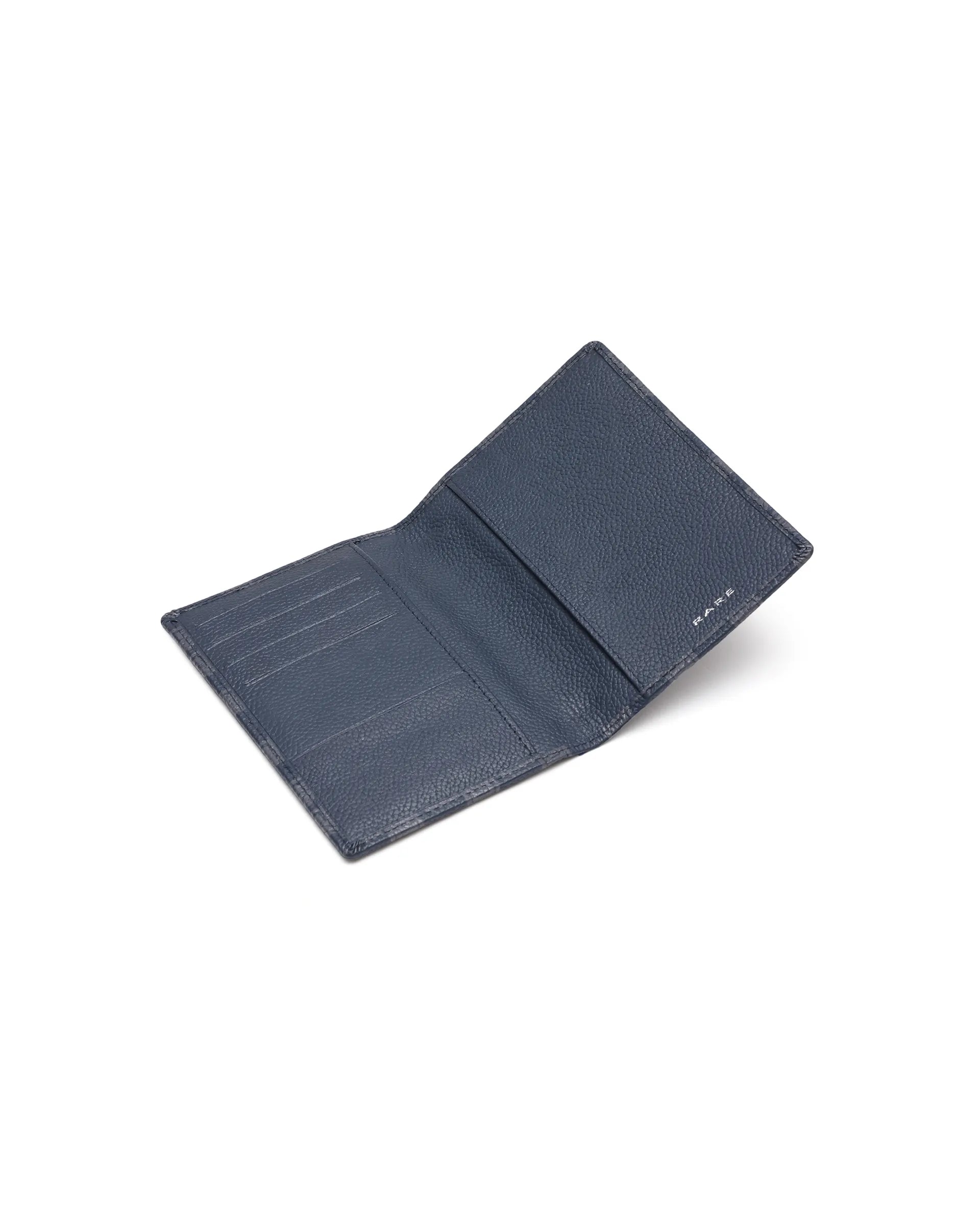 Rare Rabbit Men Konin Blue Leather Passport Holder