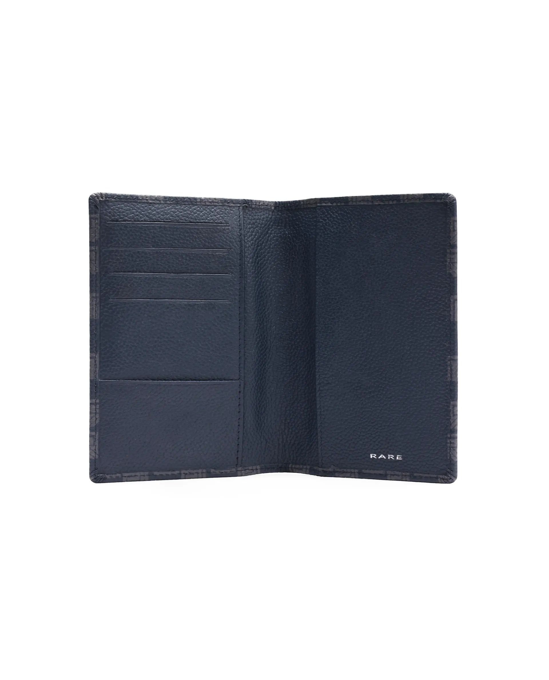 Rare Rabbit Men Konin Blue Leather Passport Holder