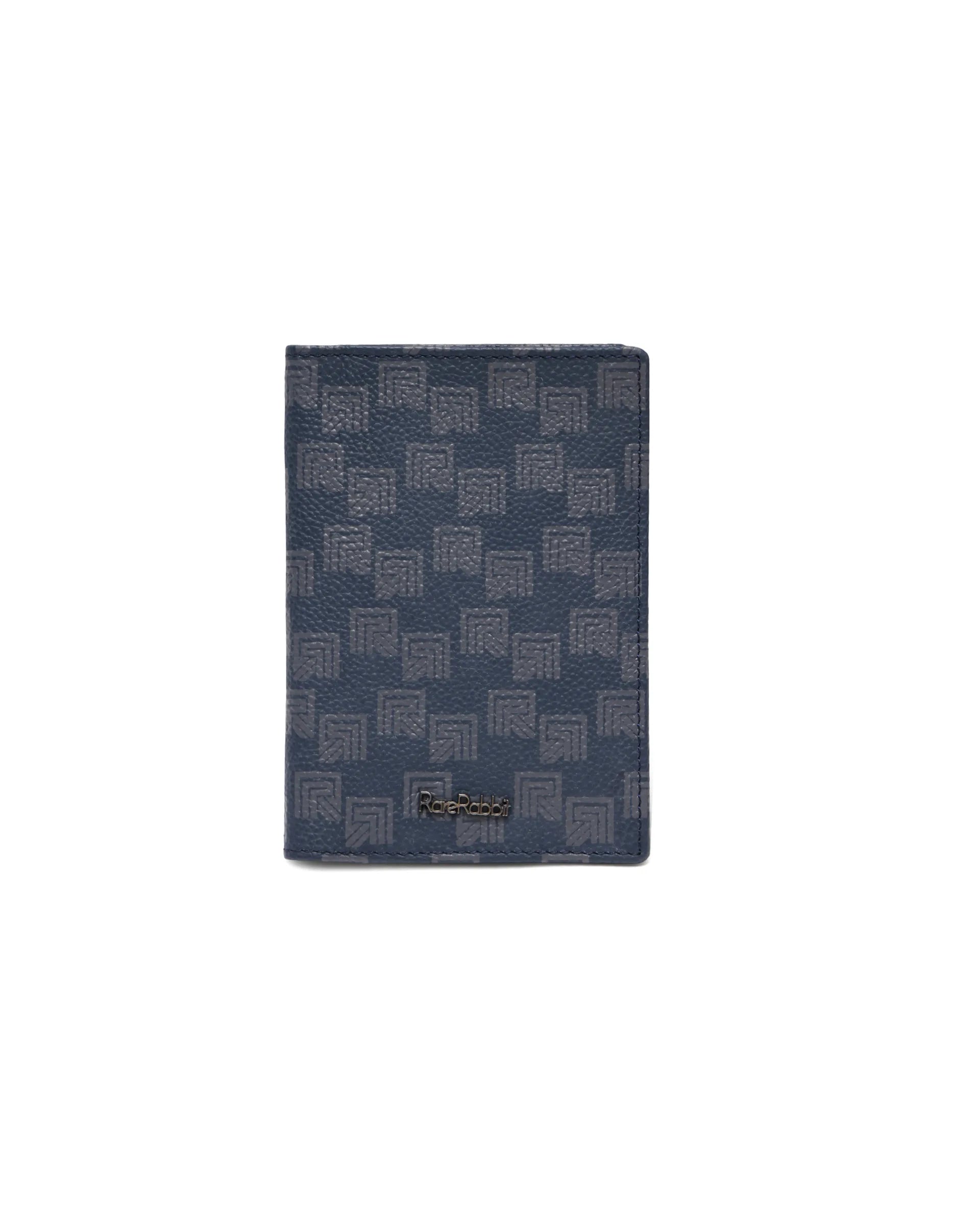 Rare Rabbit Men Konin Blue Leather Passport Holder