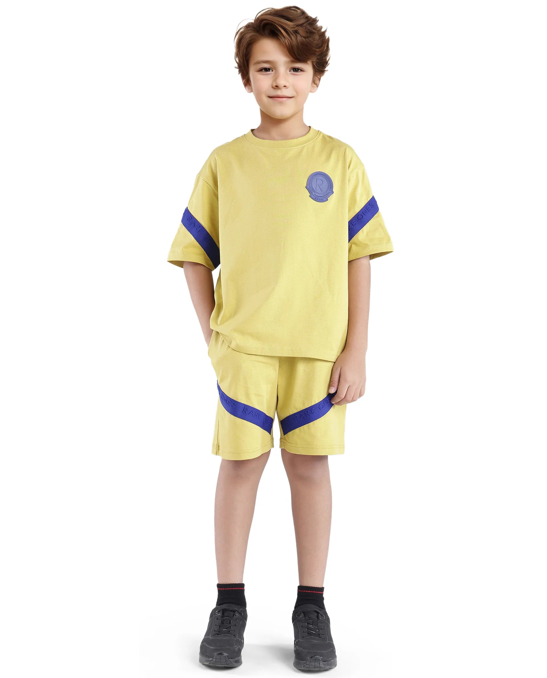 Rare Ones Kids Komp Flouroscent Green Cotton Short Sleeve Crew Neck Pigment Print Boxy T-Shirt