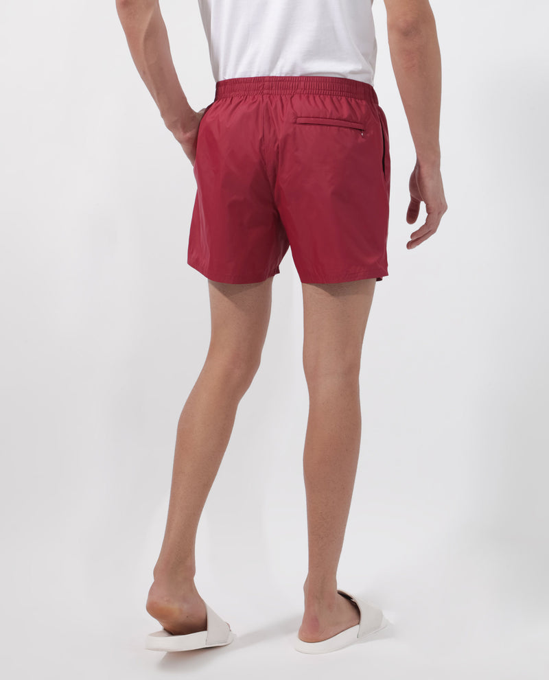 Rare Rabbit Men's Kort Red Polyester Fabric Buckle Fastening Regular Fit Solid Shorts