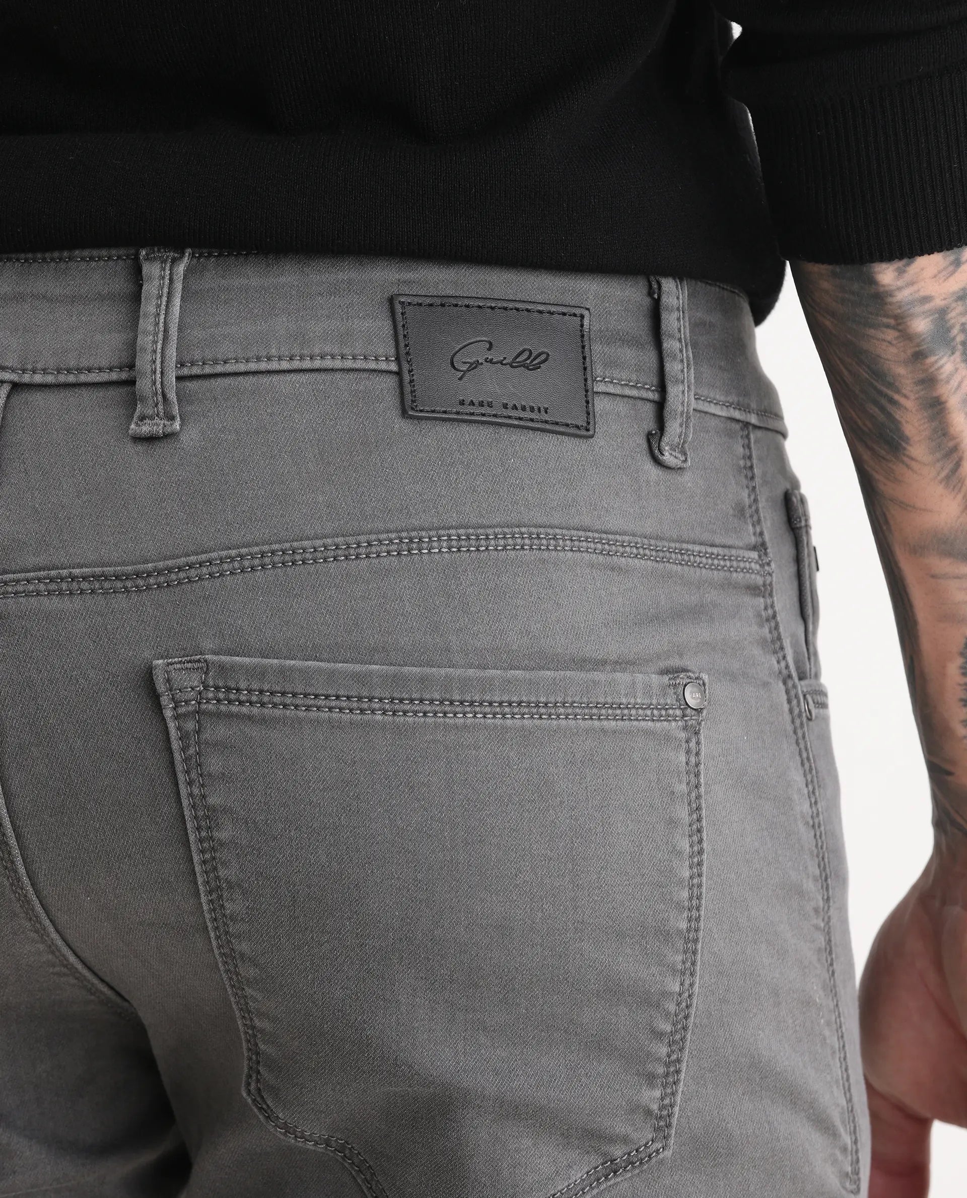 Rare Rabbit Men's Korv-25 Grey Cotton Blend Plain Hawk Slim Fit Jeans