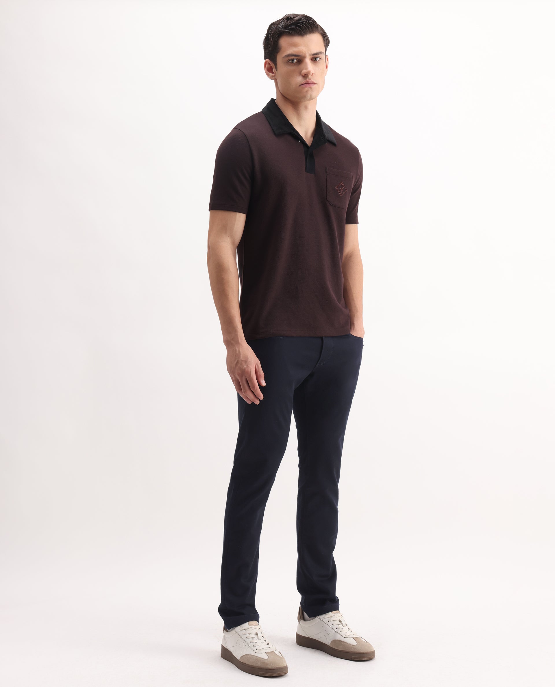 Rare Rabbit Men's Korv-25 Navy Cotton Blend Plain Hawk Slim Fit Jeans