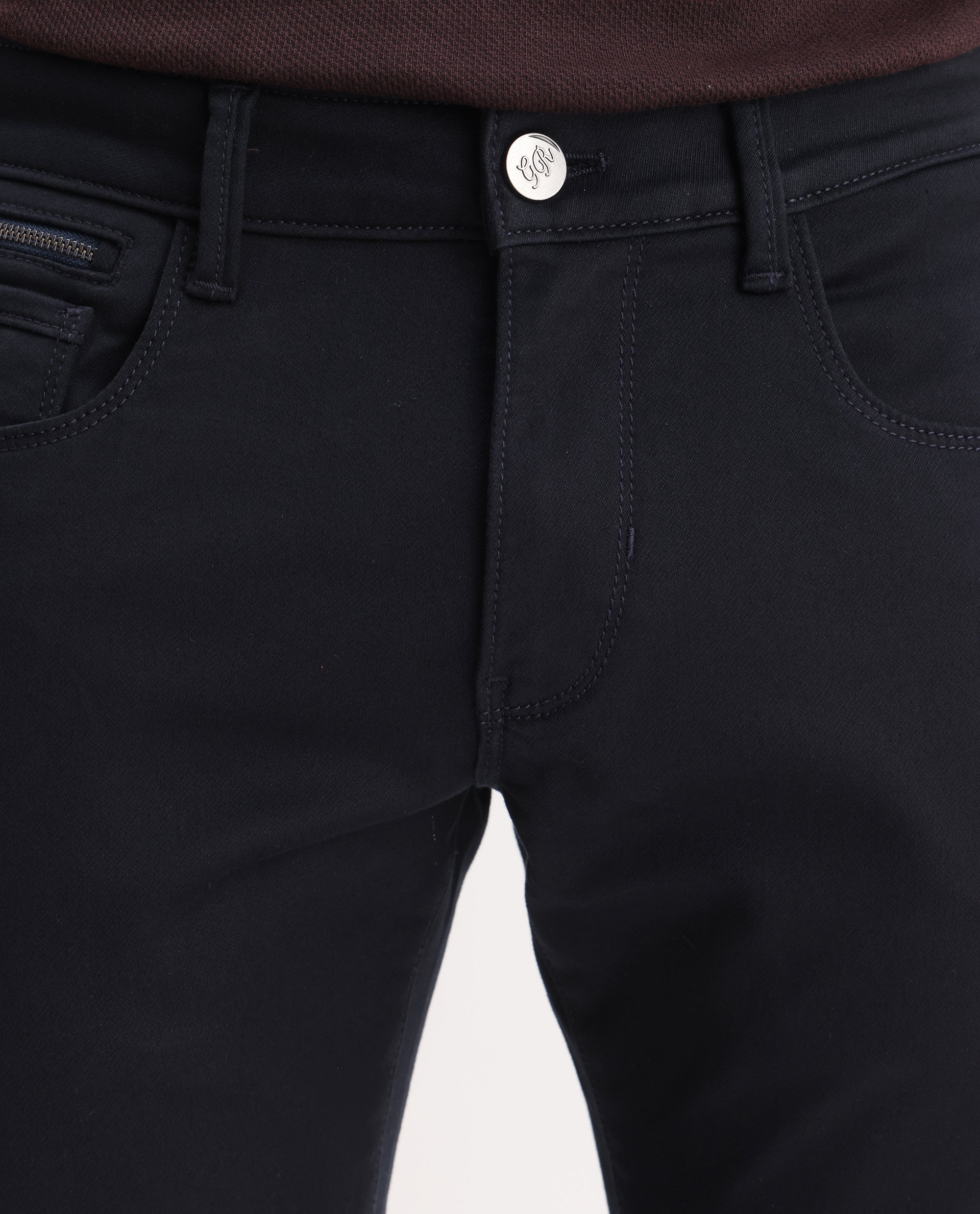 Rare Rabbit Men's Korv-25 Navy Cotton Blend Plain Hawk Slim Fit Jeans