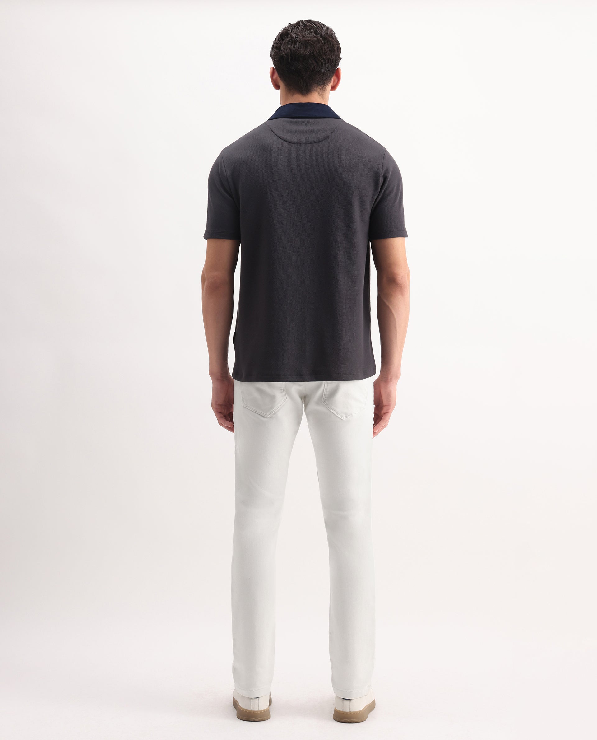 Rare Rabbit Men's Korv-25 Off White Cotton Blend Plain Hawk Slim Fit Jeans