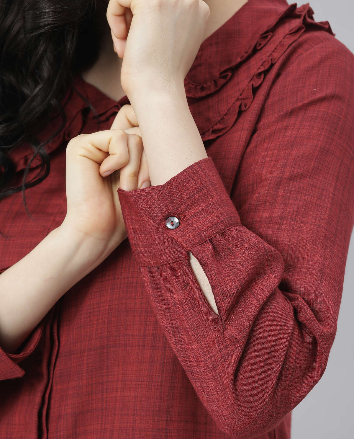 Rareism Women Kory Red Top Full Sleeves Solid