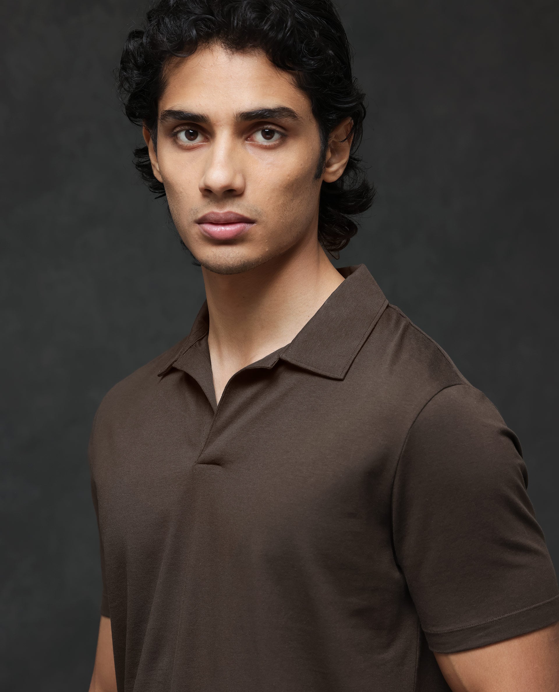 Rare Rabbit Mens Krib-2 Dark Olive Cotton Lycra Fabric Johnny Collar Half Sleeves Polo T-Shirt