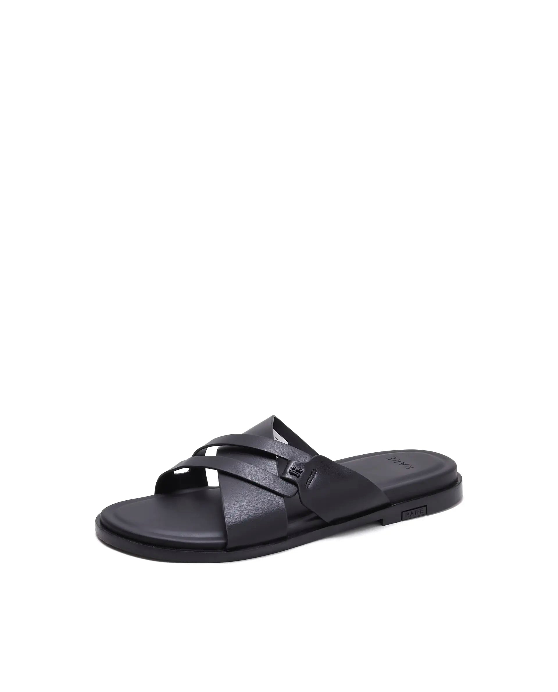 Rarez Men's Kross Black Leather Regular Sandal