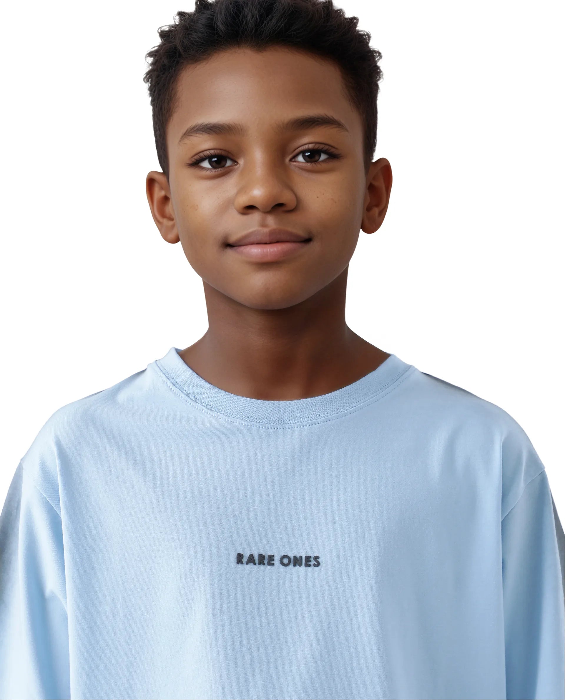 Rare Ones Kids Kruv-K Blue Cotton Blend Short Sleeve Crew Neck Printed Boxy T-Shirt
