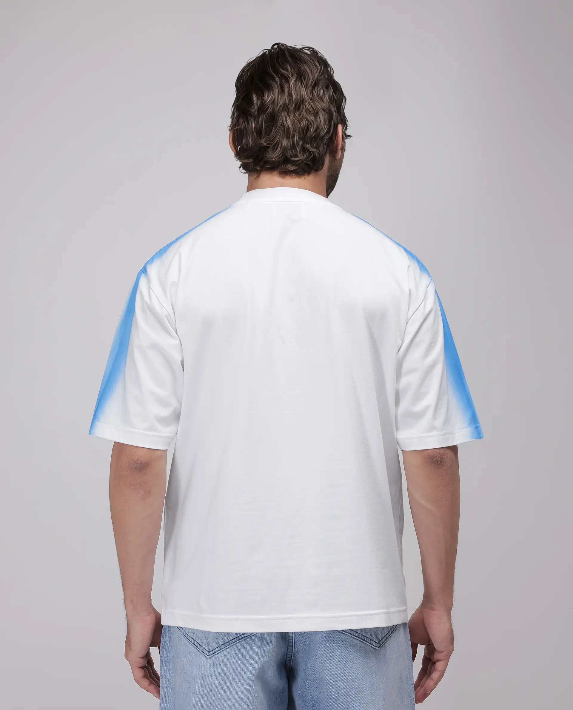 Rare Rabbit Men's Kruv White Cotton Fabric Half Sleeve Crew Neck Boxy Fit Printed T-Shirt