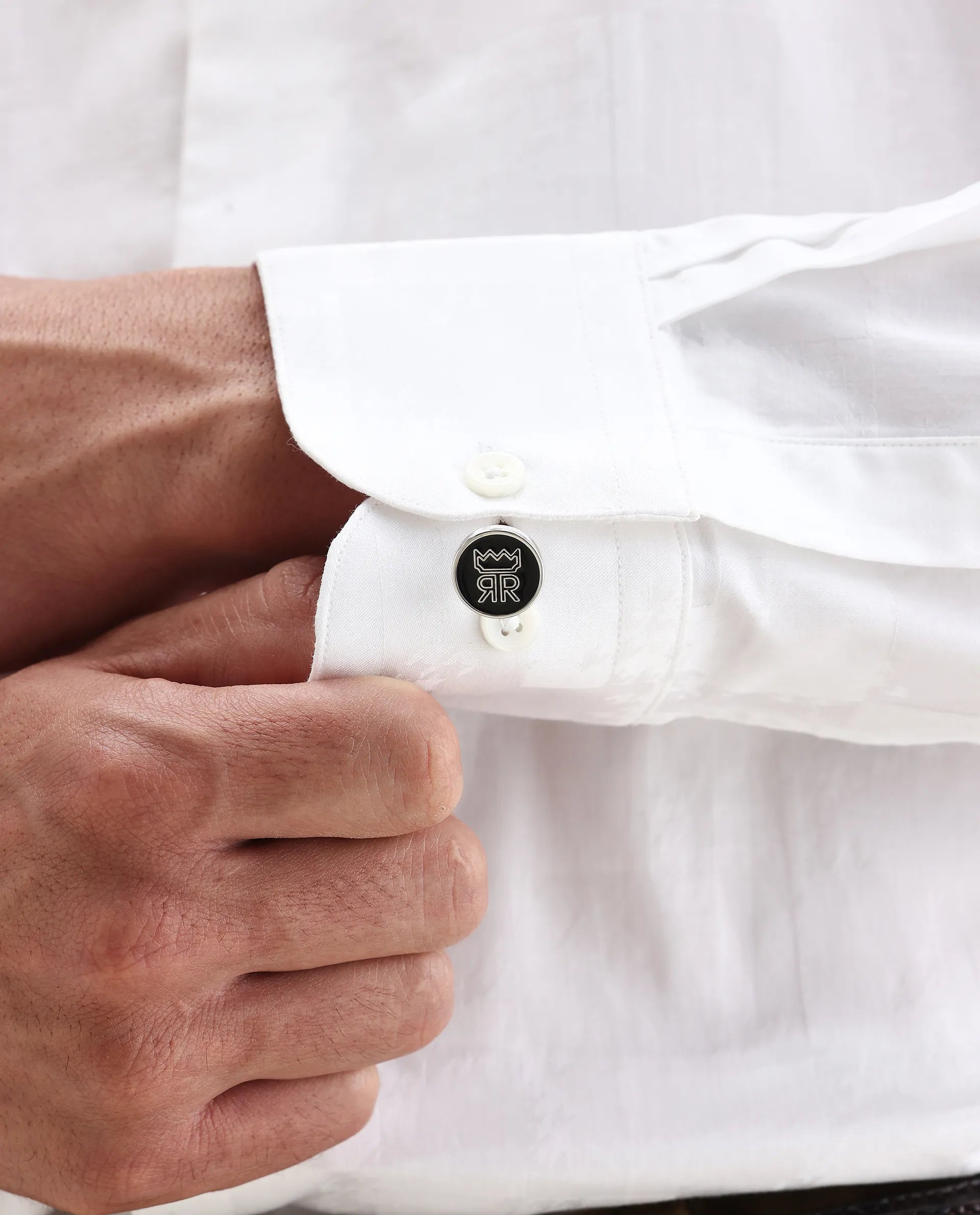 Rare Rabbit Men's Kufi White Cotton Fabric Collared Neck Regular Fit Checks Shirt