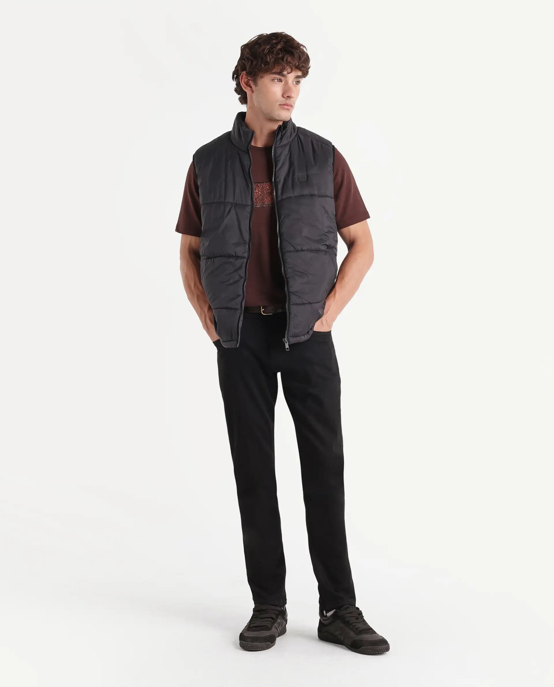Rare Rabbit Men's Kuro Black Cotton Blend Hawk Slim Plain Jeans